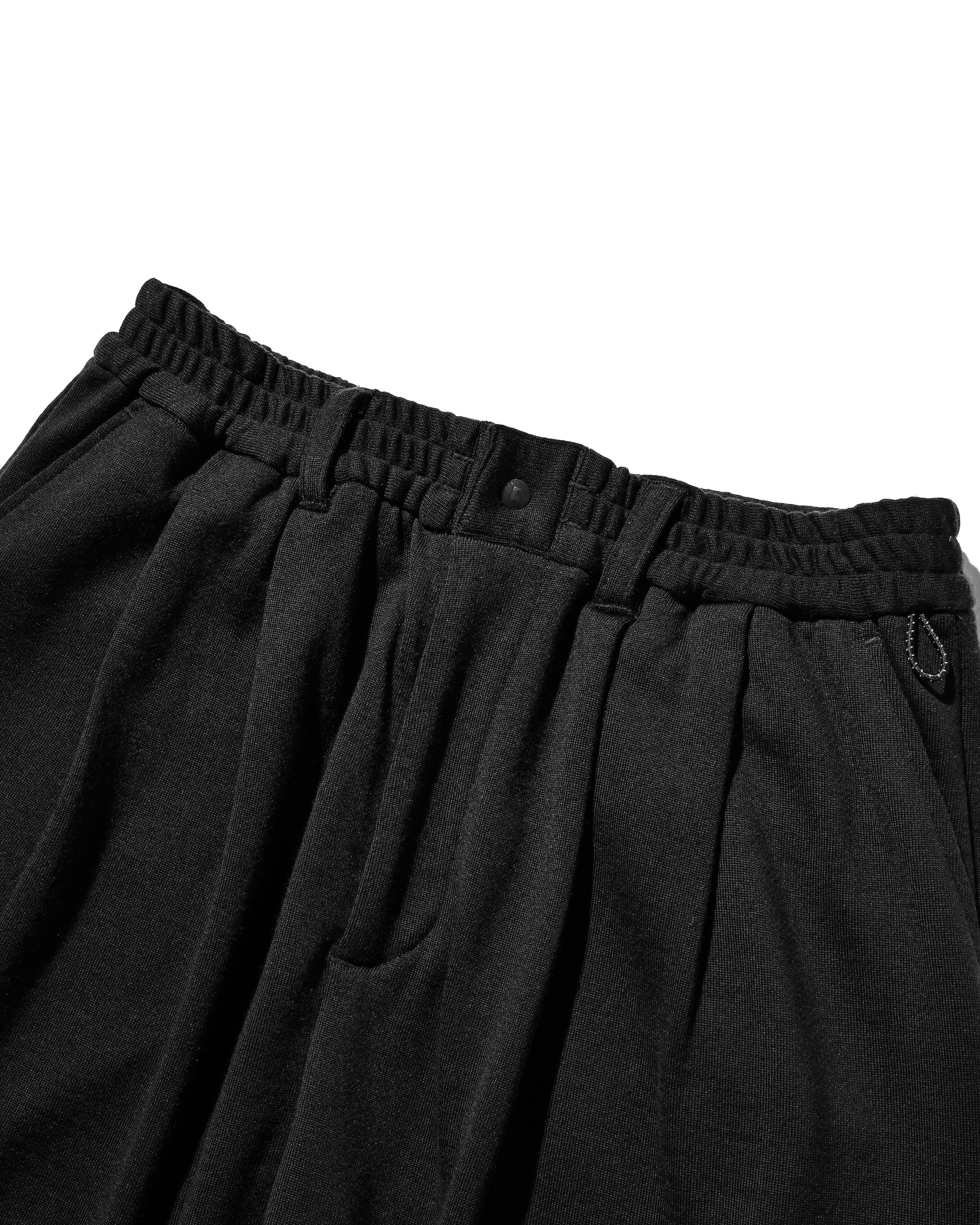 WOOL SWEAT WIDE TAPERED PANTS (BLACK)