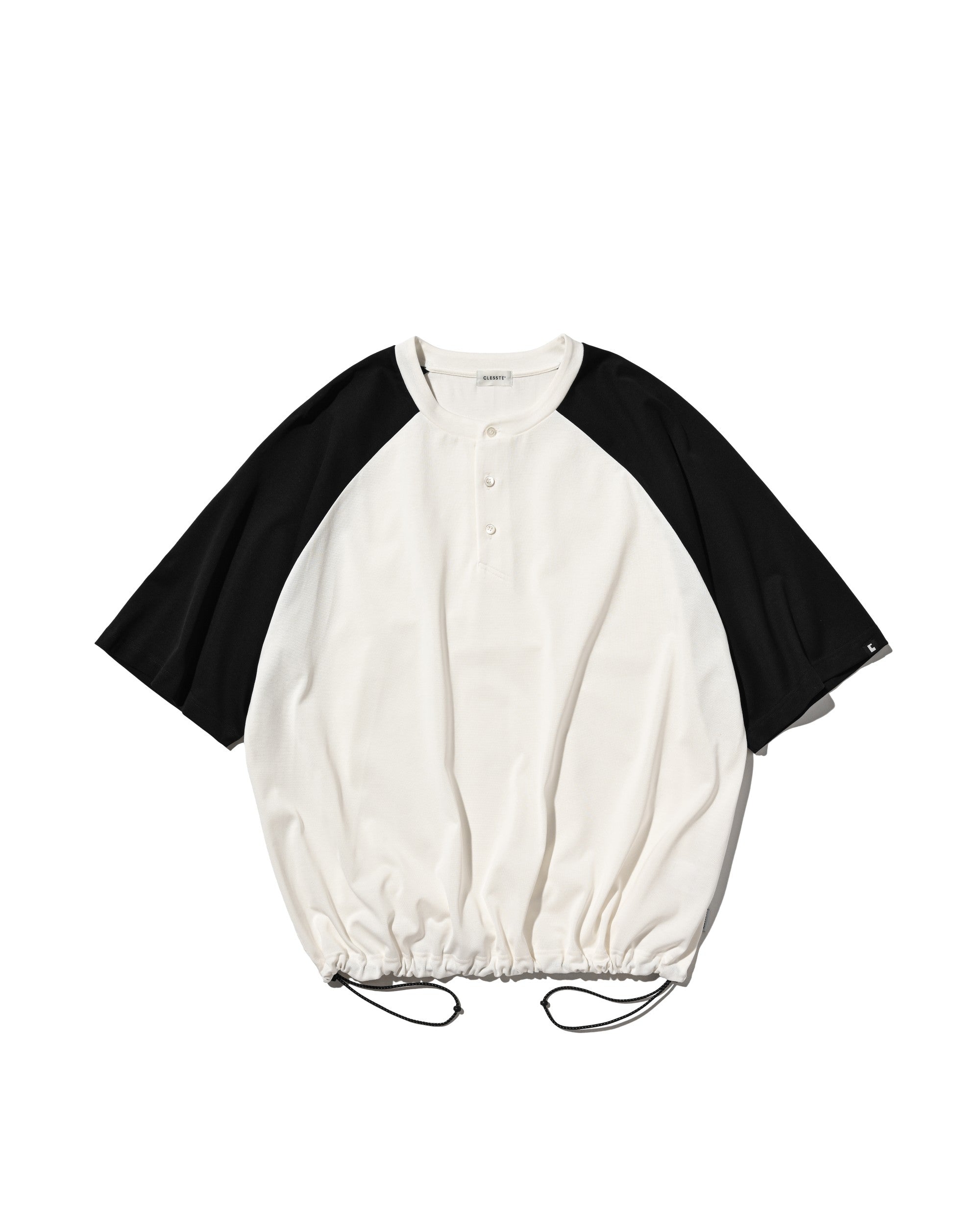 【8.19 WED 20:00- IN STOCK】RAGLAN HENLEY NECK S/S T-SHIRT WITH DRAWSTRINGS (WHITE×NAVY)
