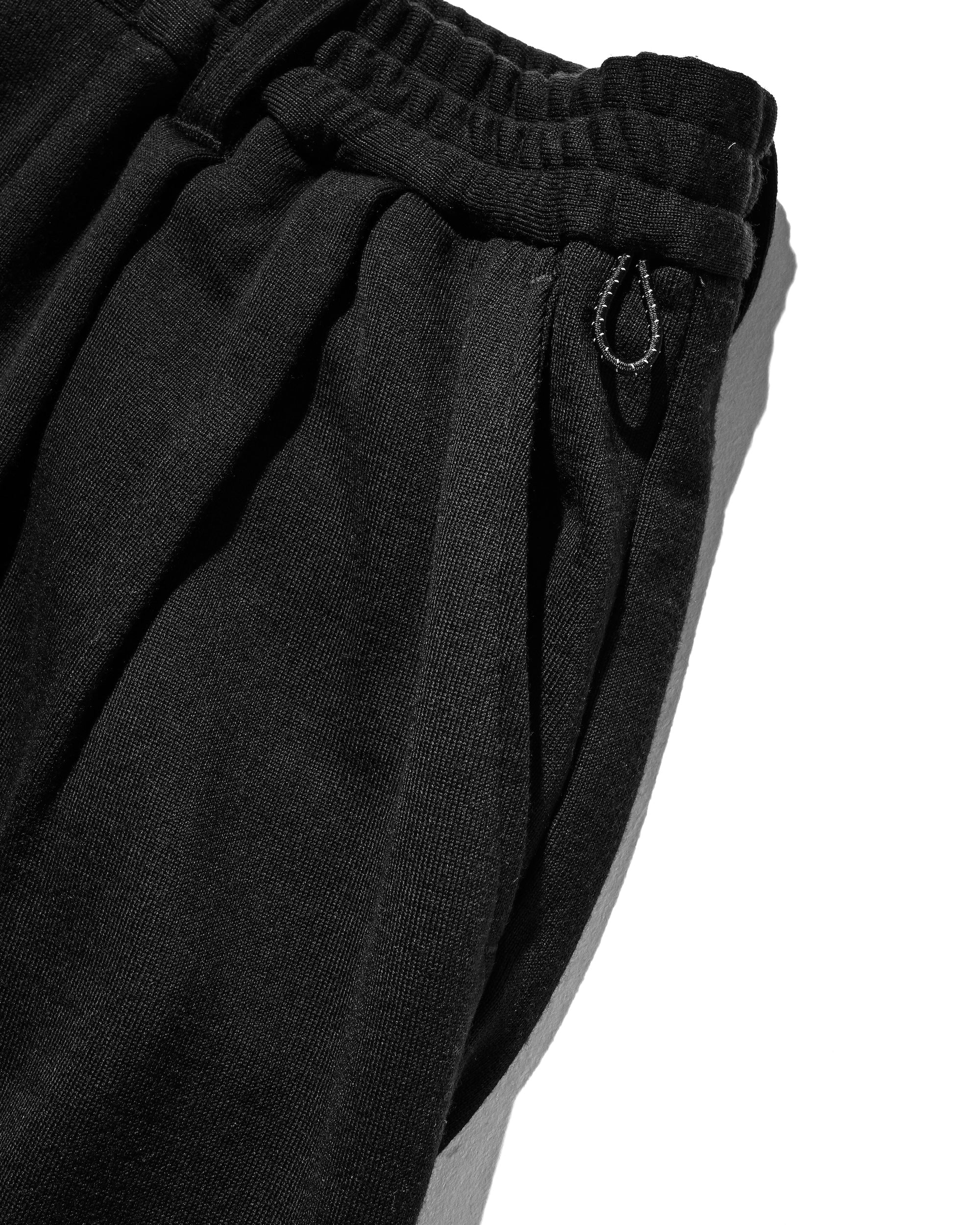 WOOL SWEAT WIDE TAPERED PANTS (BLACK)