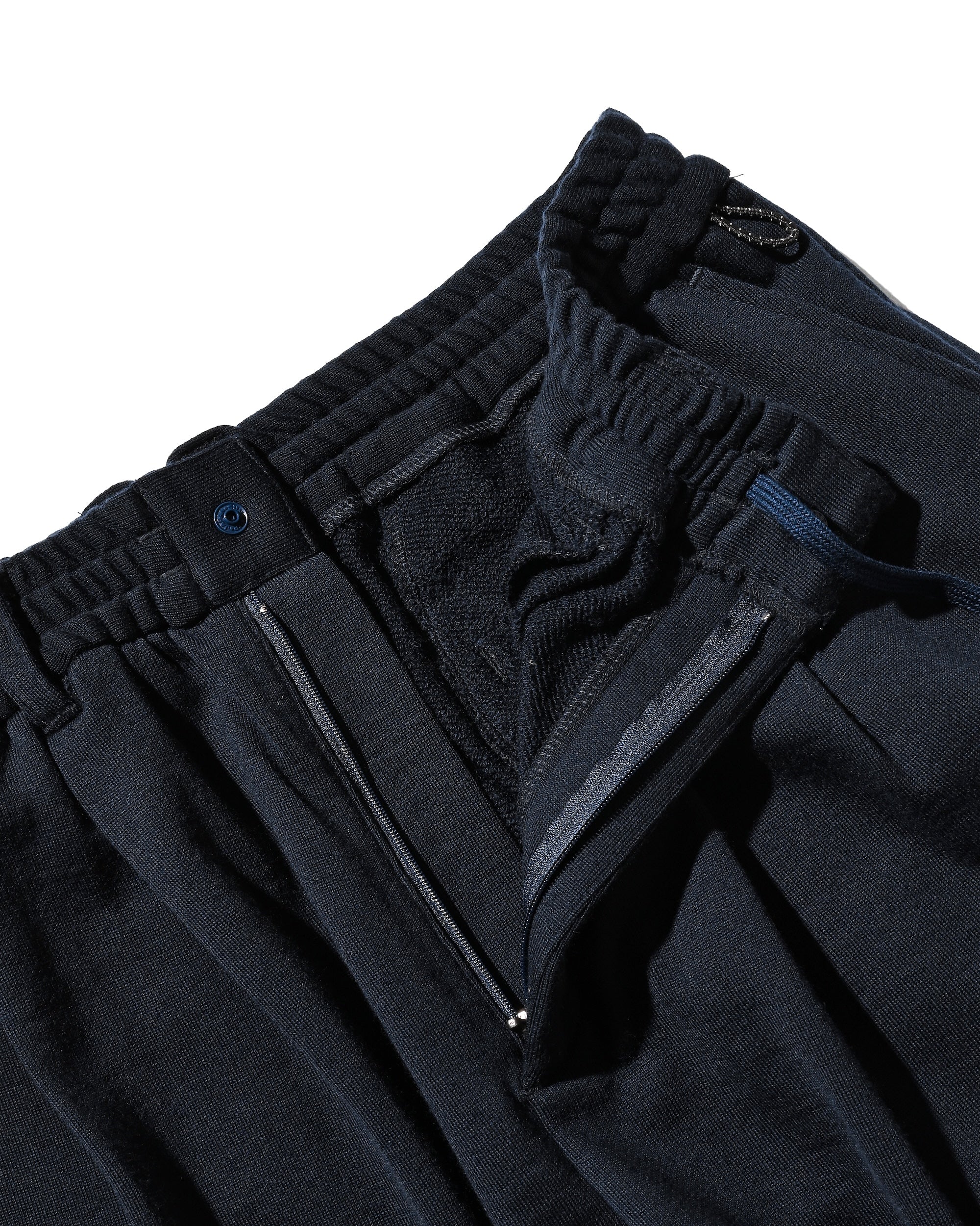 WOOL SWEAT WIDE TAPERED PANTS (NAVY)