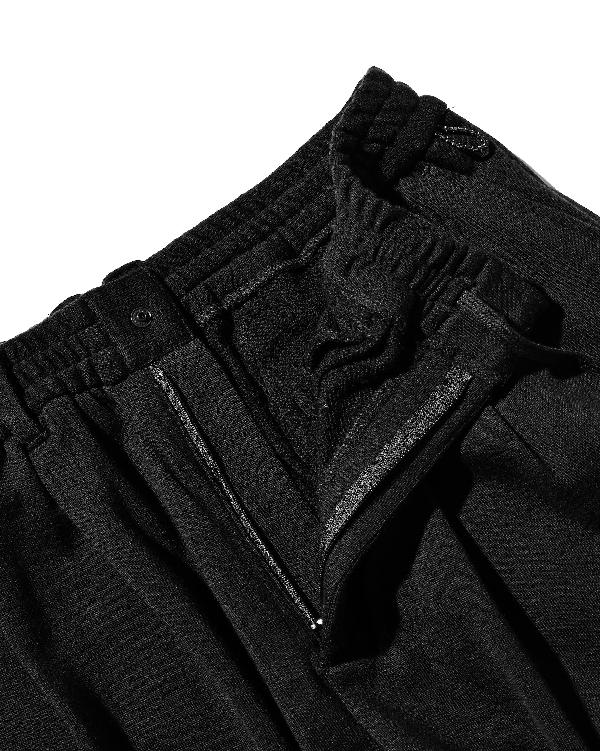 WOOL SWEAT WIDE TAPERED PANTS (BLACK)