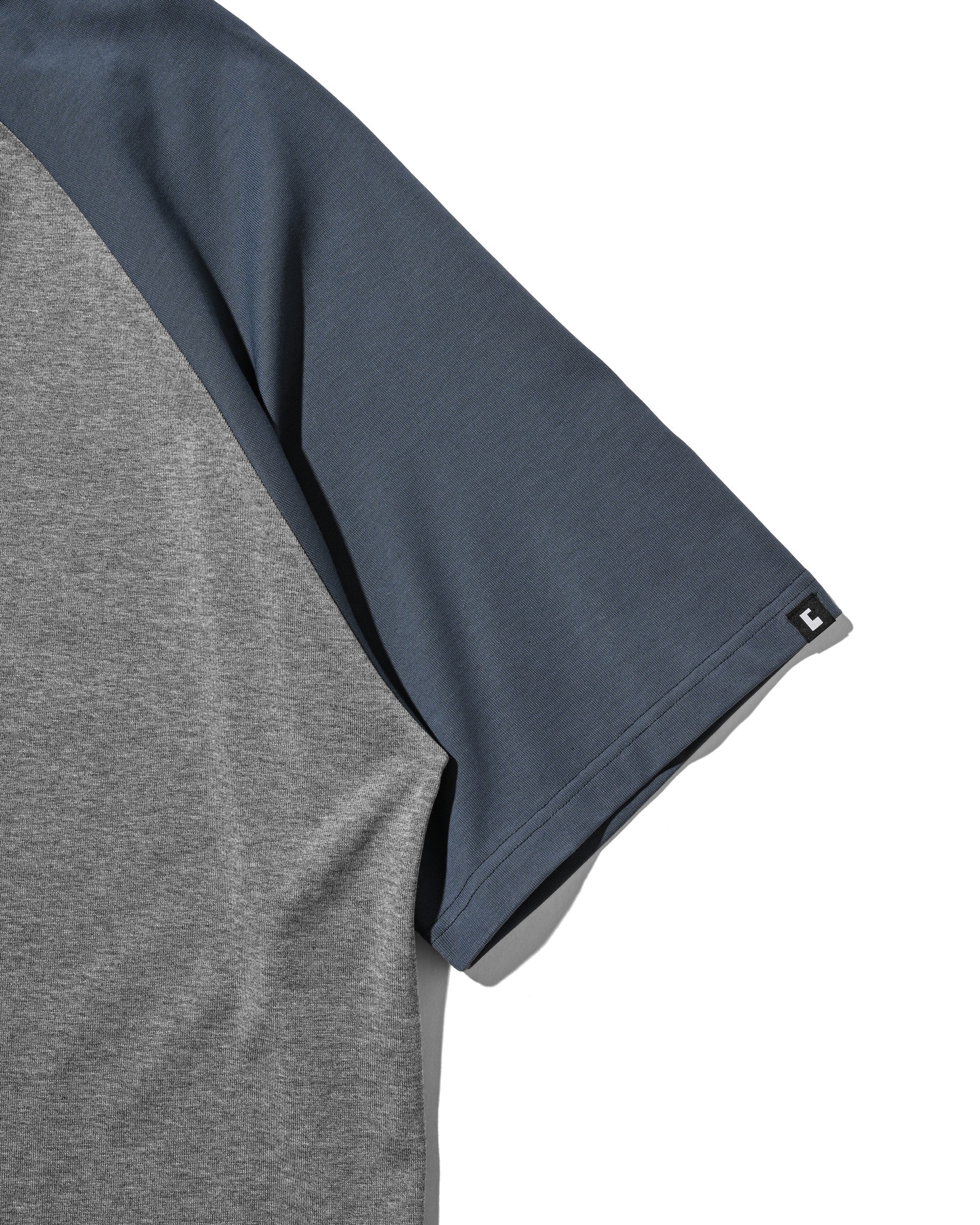 【8.19 WED 20:00- IN STOCK】RAGLAN HENLEY NECK S/S T-SHIRT WITH DRAWSTRINGS (GRAY×BLUE GRAY)