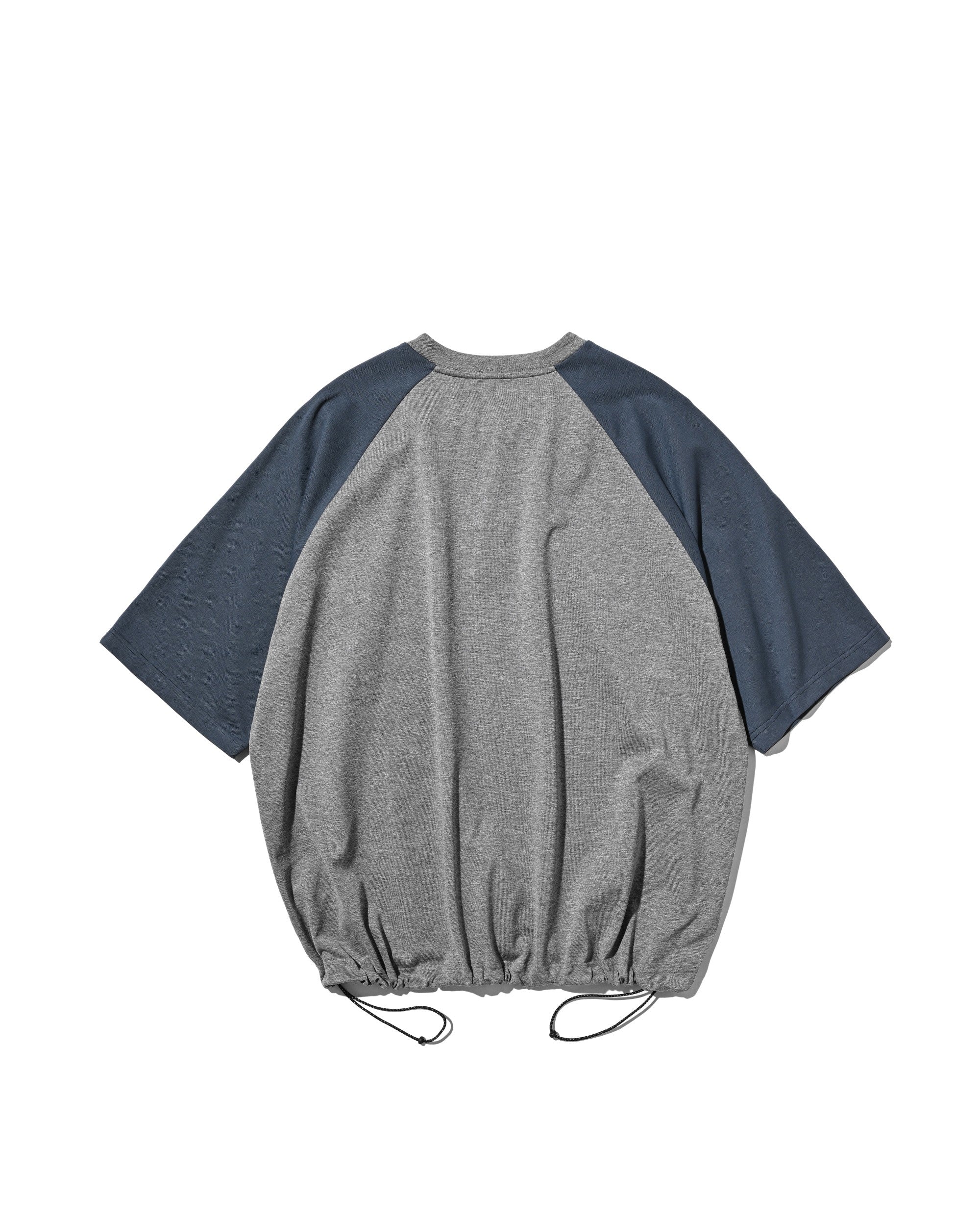 【8.19 WED 20:00- IN STOCK】RAGLAN HENLEY NECK S/S T-SHIRT WITH DRAWSTRINGS (GRAY×BLUE GRAY)