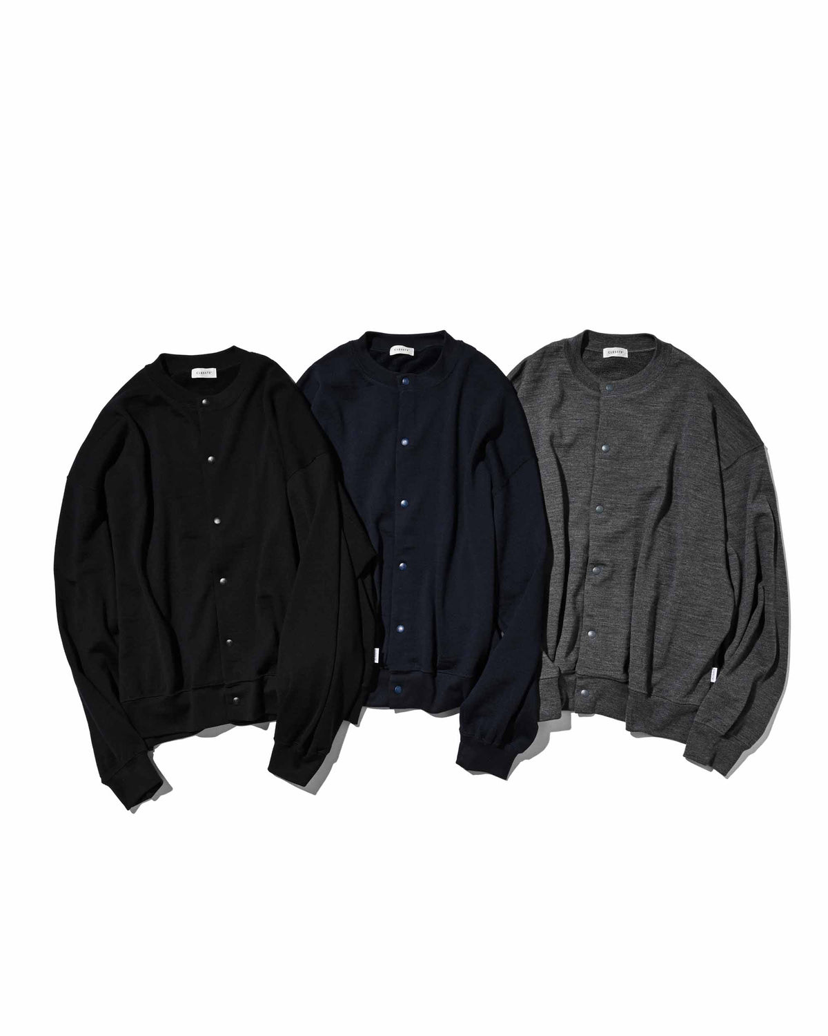 【10.14 WED 20:00- IN STOCK】 WOOL SWEAT CREW NECK CARDIGAN (NAVY)