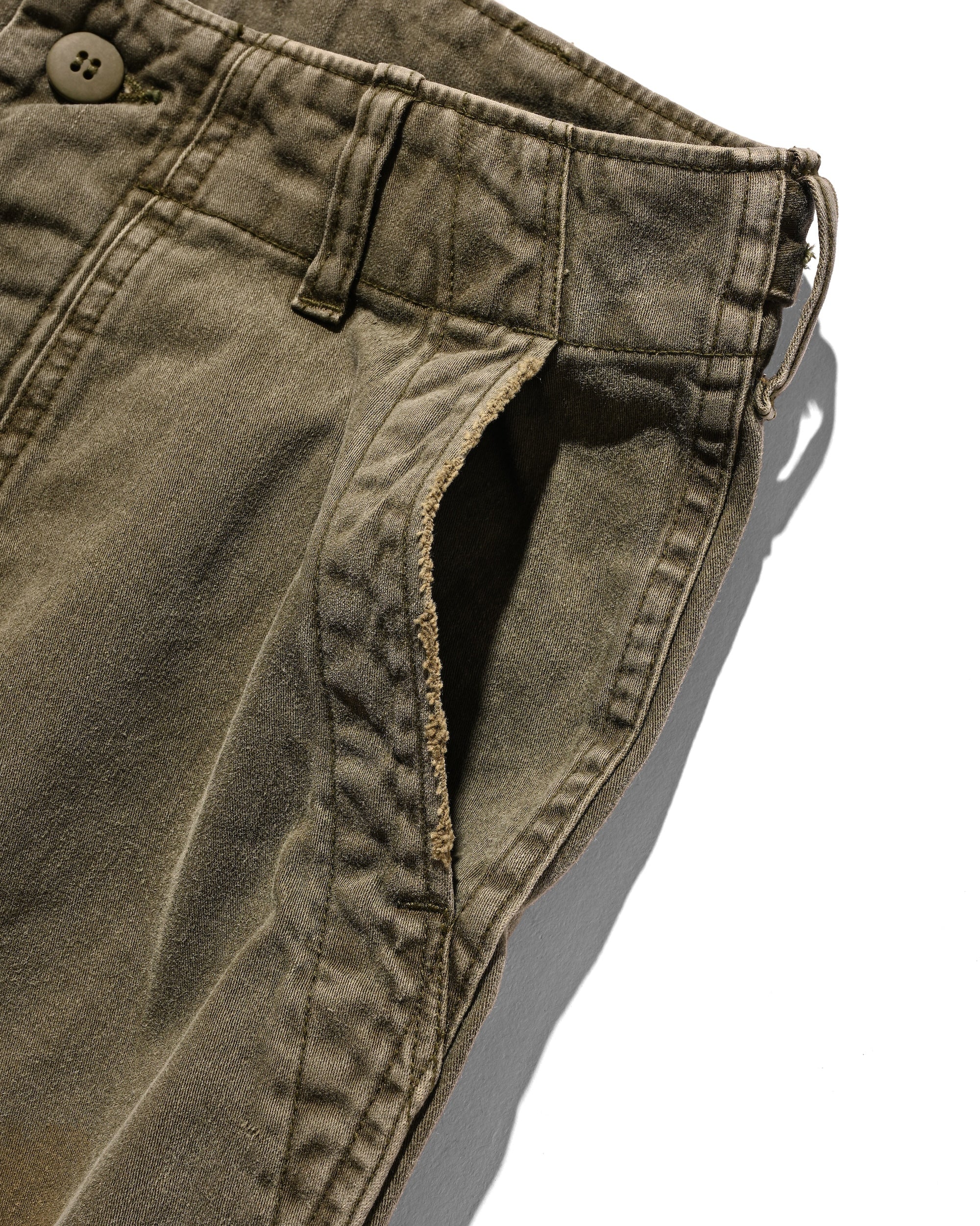 VINTAGE EFFECT BAKER PANTS (OLIVE)