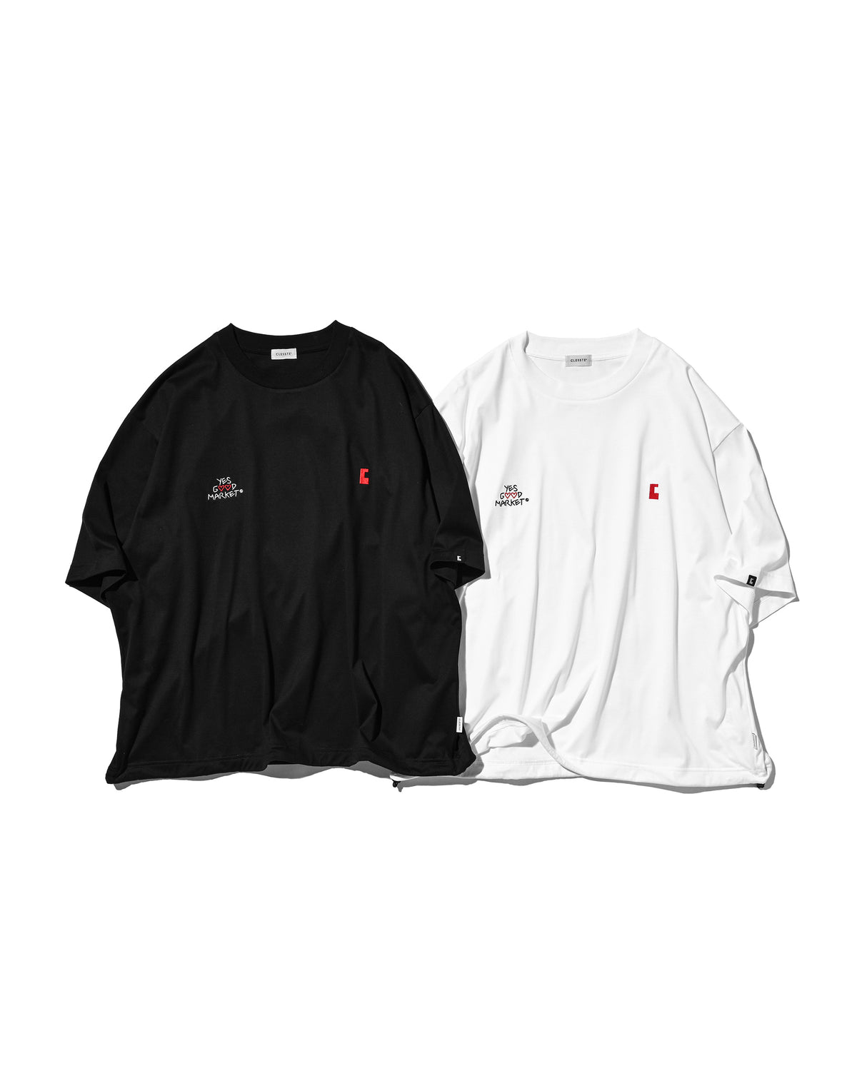 【10.4 SUN 20:00- IN STOCK】【LIMITED】 “YES G♡♡D MARKET" S/S T-SHIRT WITH DRAWSTRINGS (BLACK)