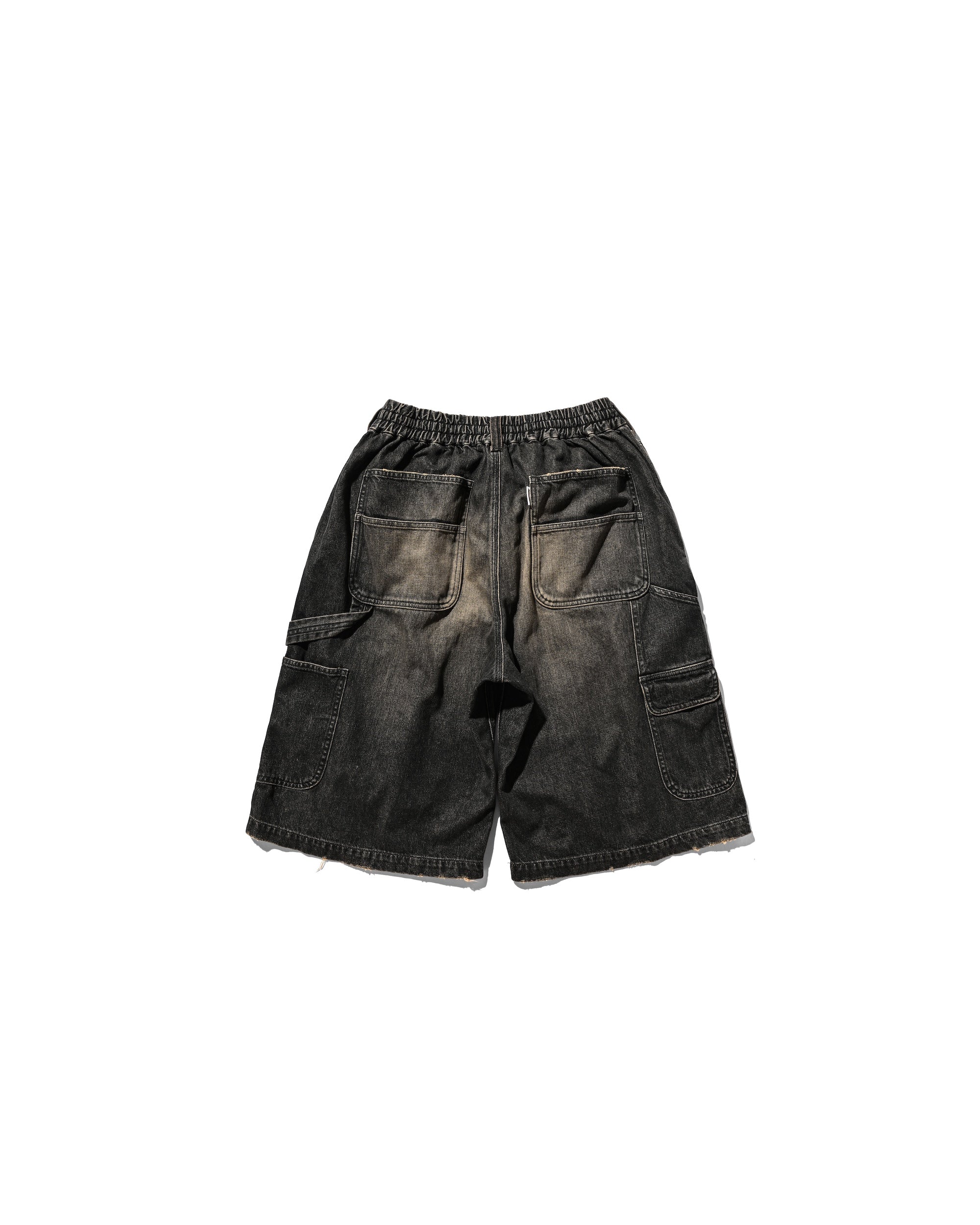 【7.12 SAT 20:00- IN STOCK】VINTAGE DYED SELVEDGE DENIM WORKER HALF PANTS (VINTAGE BLACK)