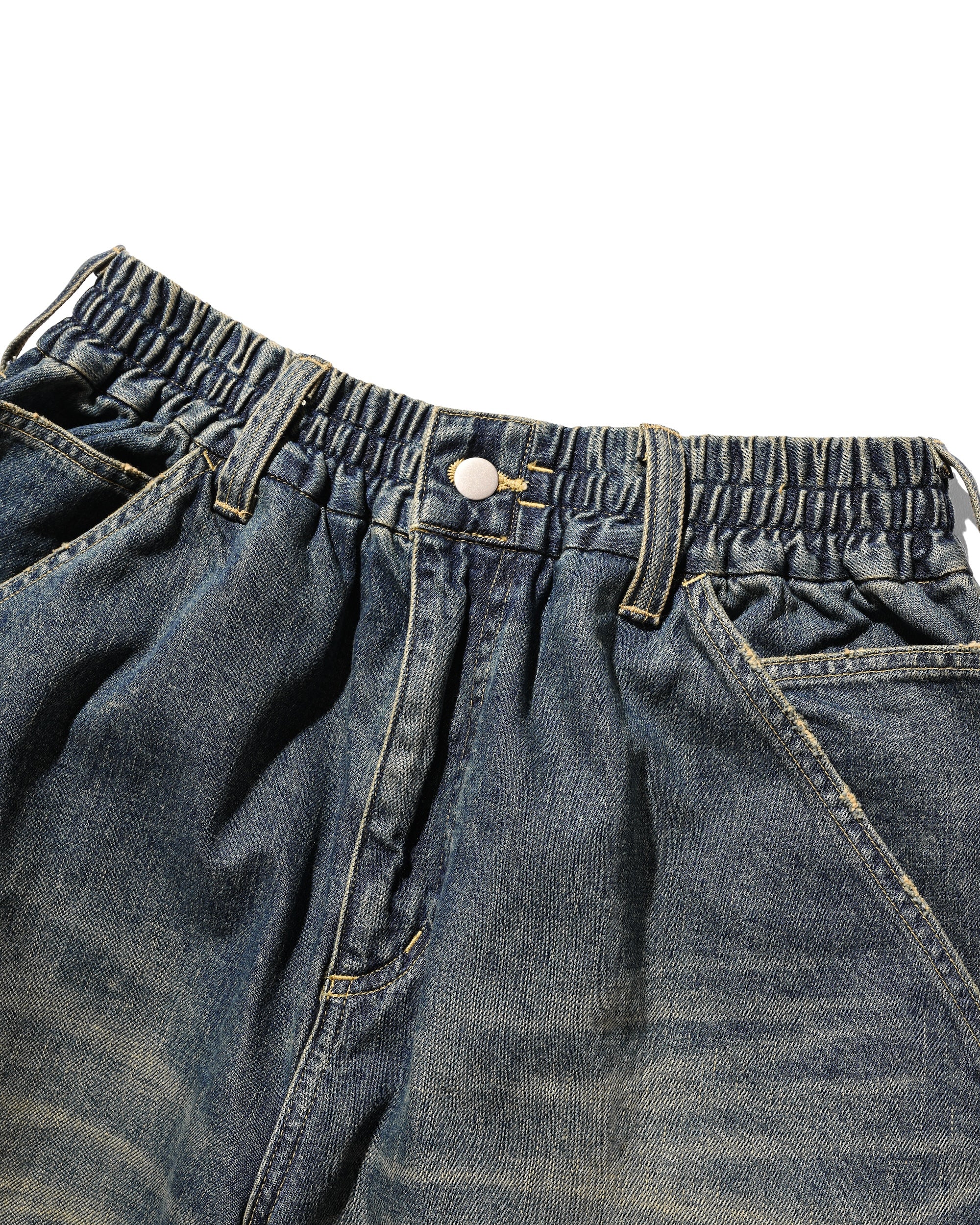 VINTAGE DYED SELVEDGE DENIM WORKER HALF PANTS (VINTAGE INDIGO)