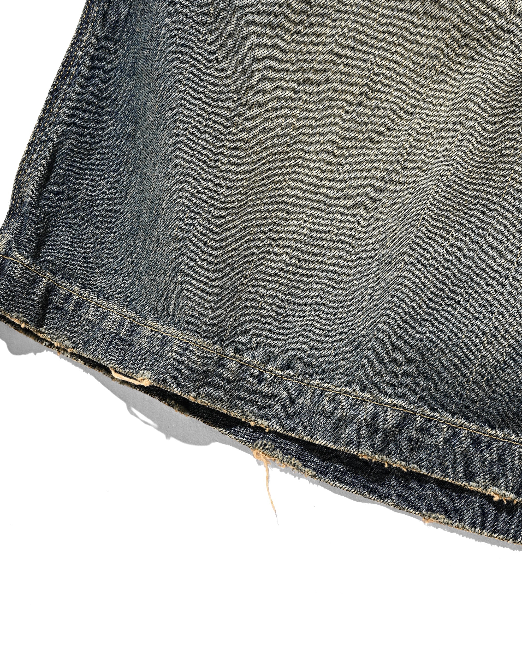 VINTAGE DYED SELVEDGE DENIM WORKER HALF PANTS (VINTAGE INDIGO)