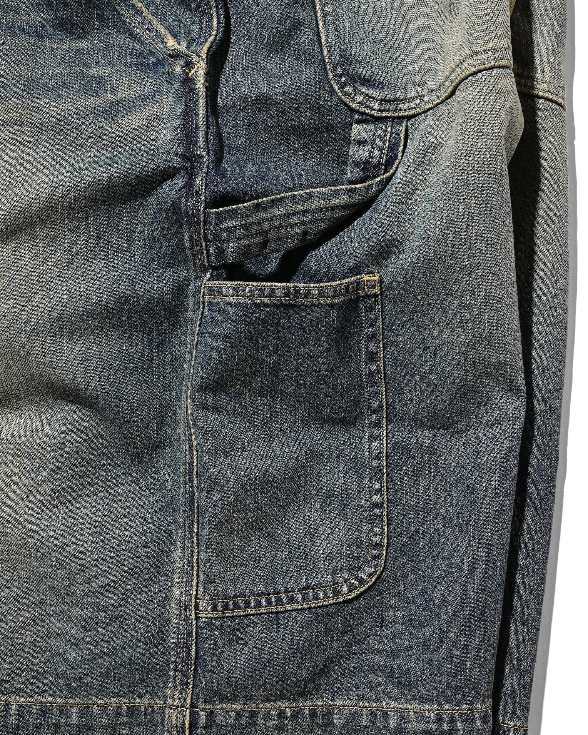 VINTAGE DYED SELVEDGE DENIM WORKER HALF PANTS (VINTAGE INDIGO)