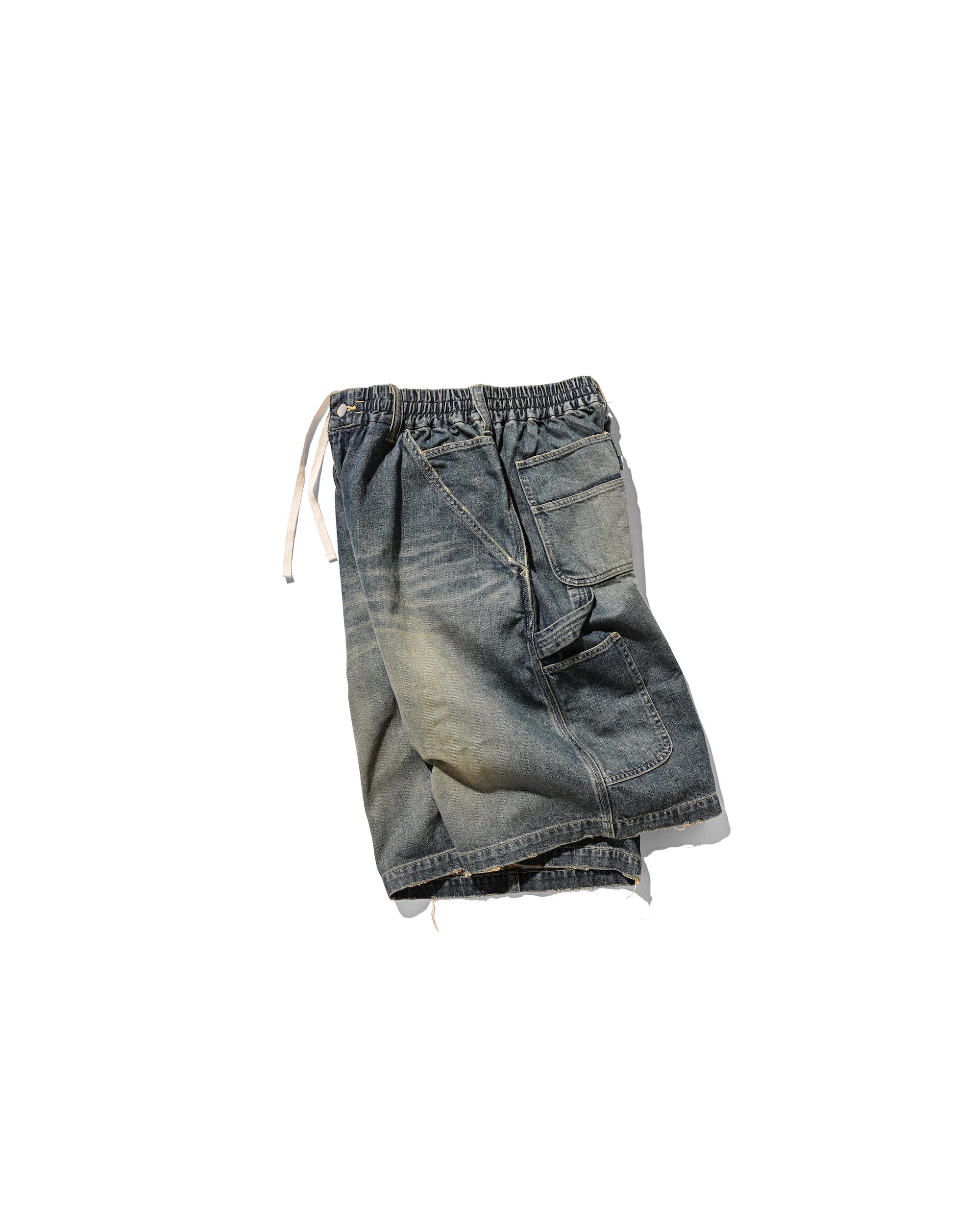 VINTAGE DYED SELVEDGE DENIM WORKER HALF PANTS (VINTAGE INDIGO)