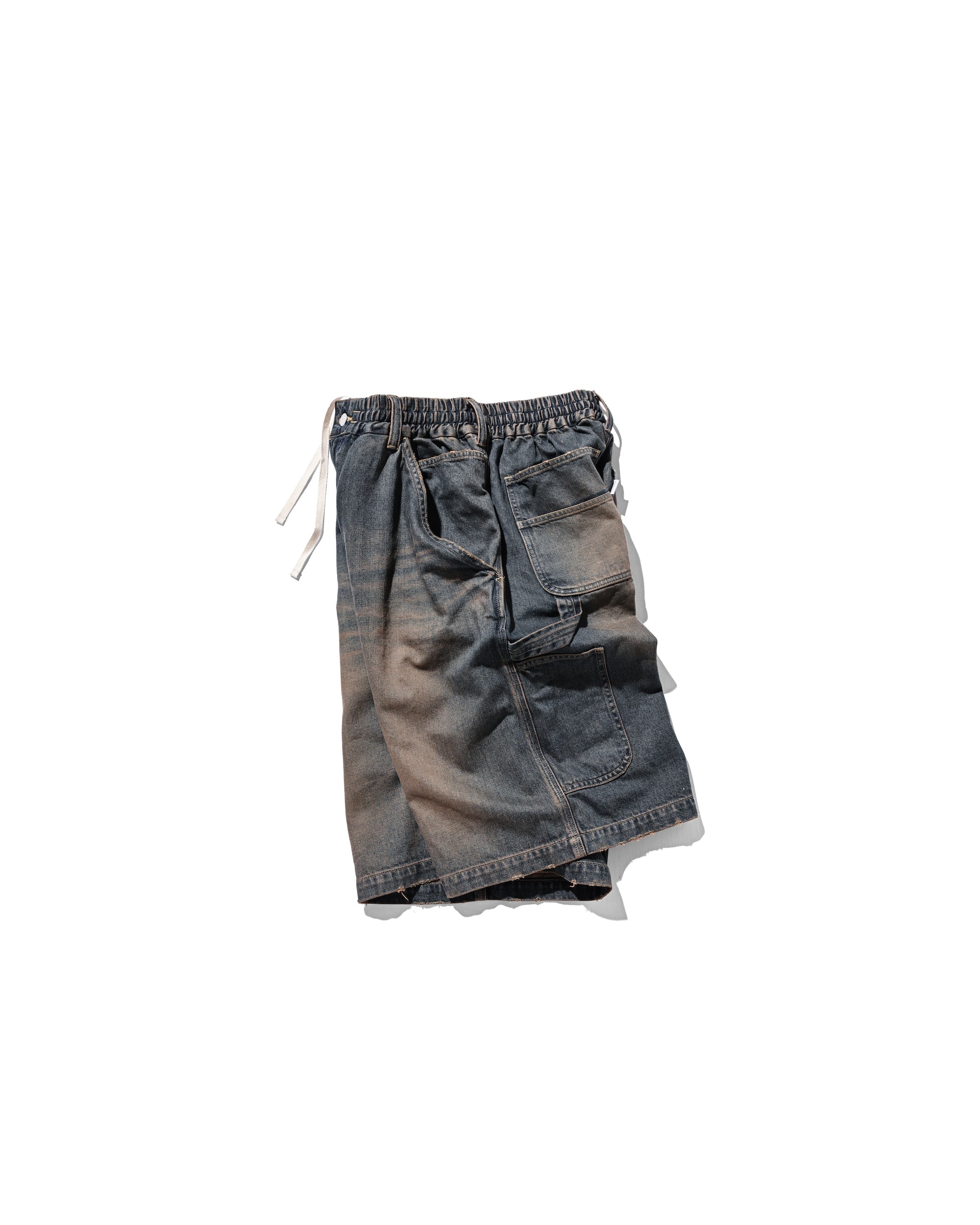 VINTAGE DYED SELVEDGE DENIM WORKER HALF PANTS (VINTAGE BROWN)