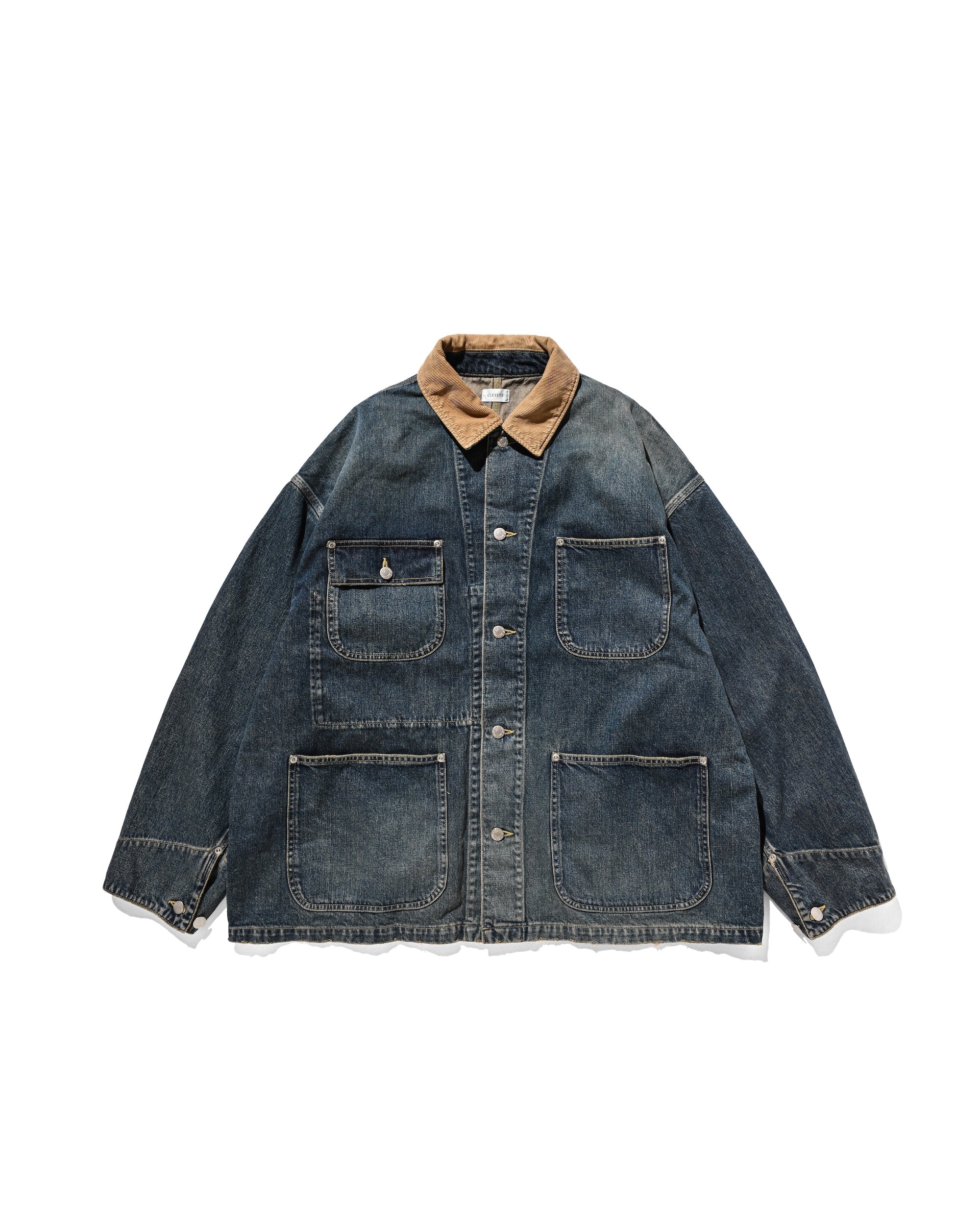 【2.28 SAT 20:00- IN STOCK】CORDUROY COLLAR VINTAGE DYED SELVEDGE DENIM CITY UTILITY COAT (VINTAGE INDIGO)