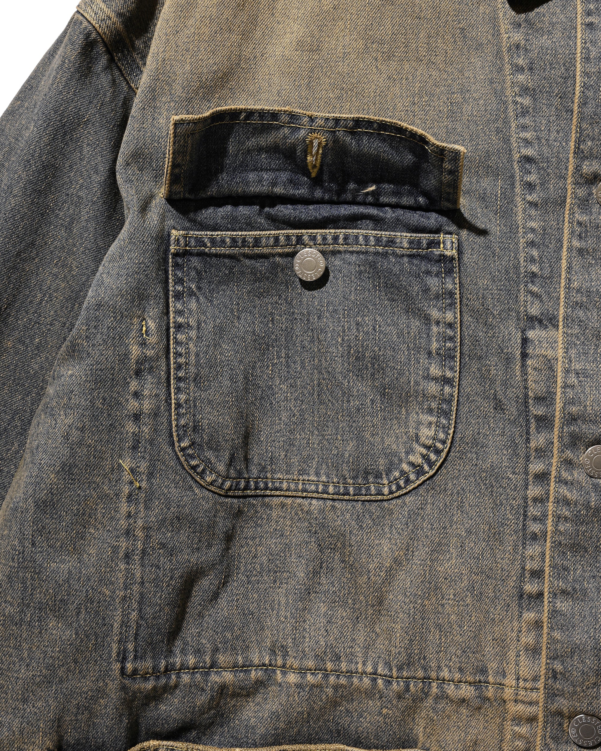 【2.14 SAT 20:00- IN STOCK】VINTAGE DYED SELVEDGE DENIM CITY UTILITY COAT (VINTAGE BEIGE)