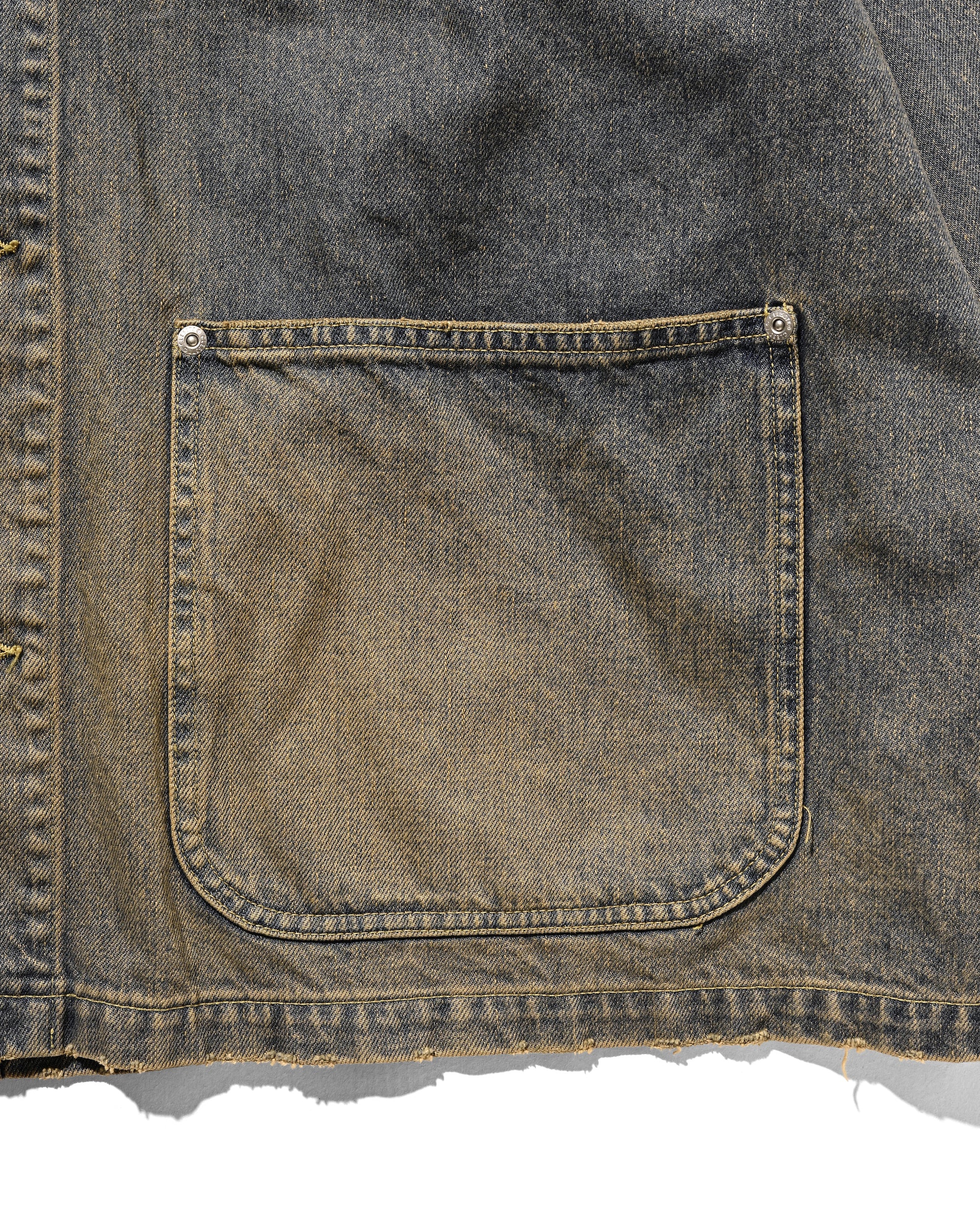 【2.14 SAT 20:00- IN STOCK】VINTAGE DYED SELVEDGE DENIM CITY UTILITY COAT (VINTAGE BEIGE)