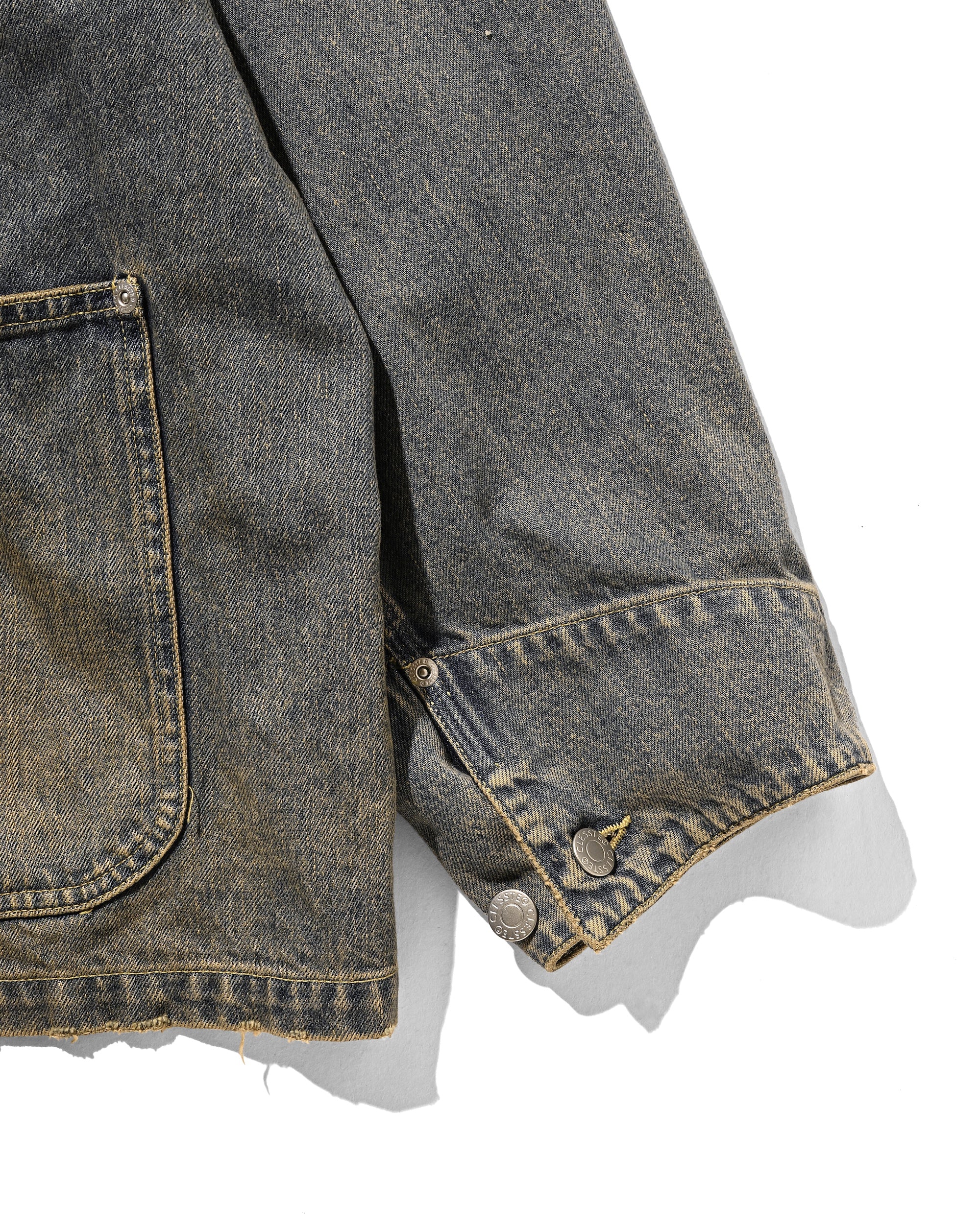 【2.14 SAT 20:00- IN STOCK】VINTAGE DYED SELVEDGE DENIM CITY UTILITY COAT (VINTAGE BEIGE)