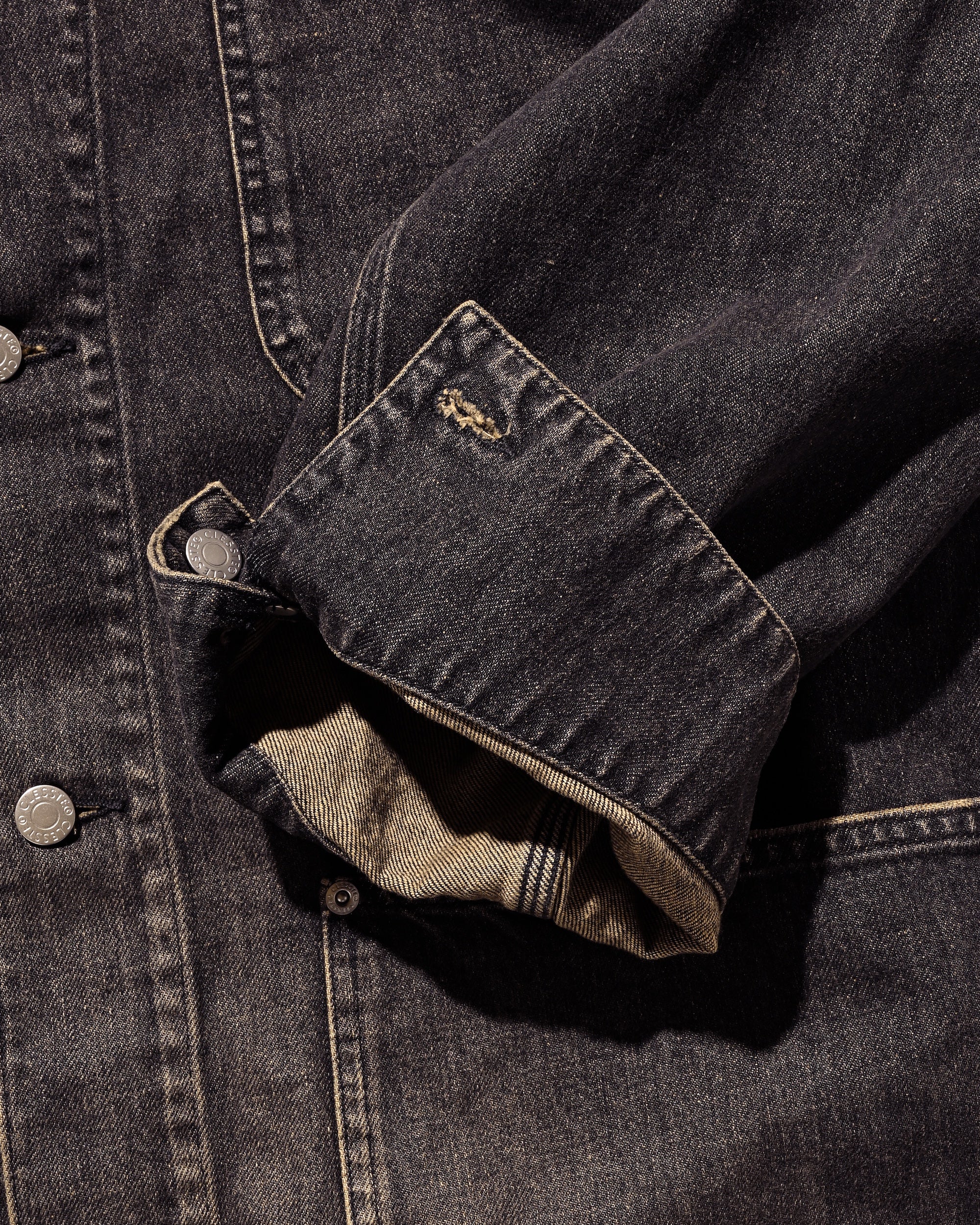 【2.14 SAT 20:00- IN STOCK】VINTAGE DYED SELVEDGE DENIM CITY UTILITY COAT (VINTAGE BLACK)