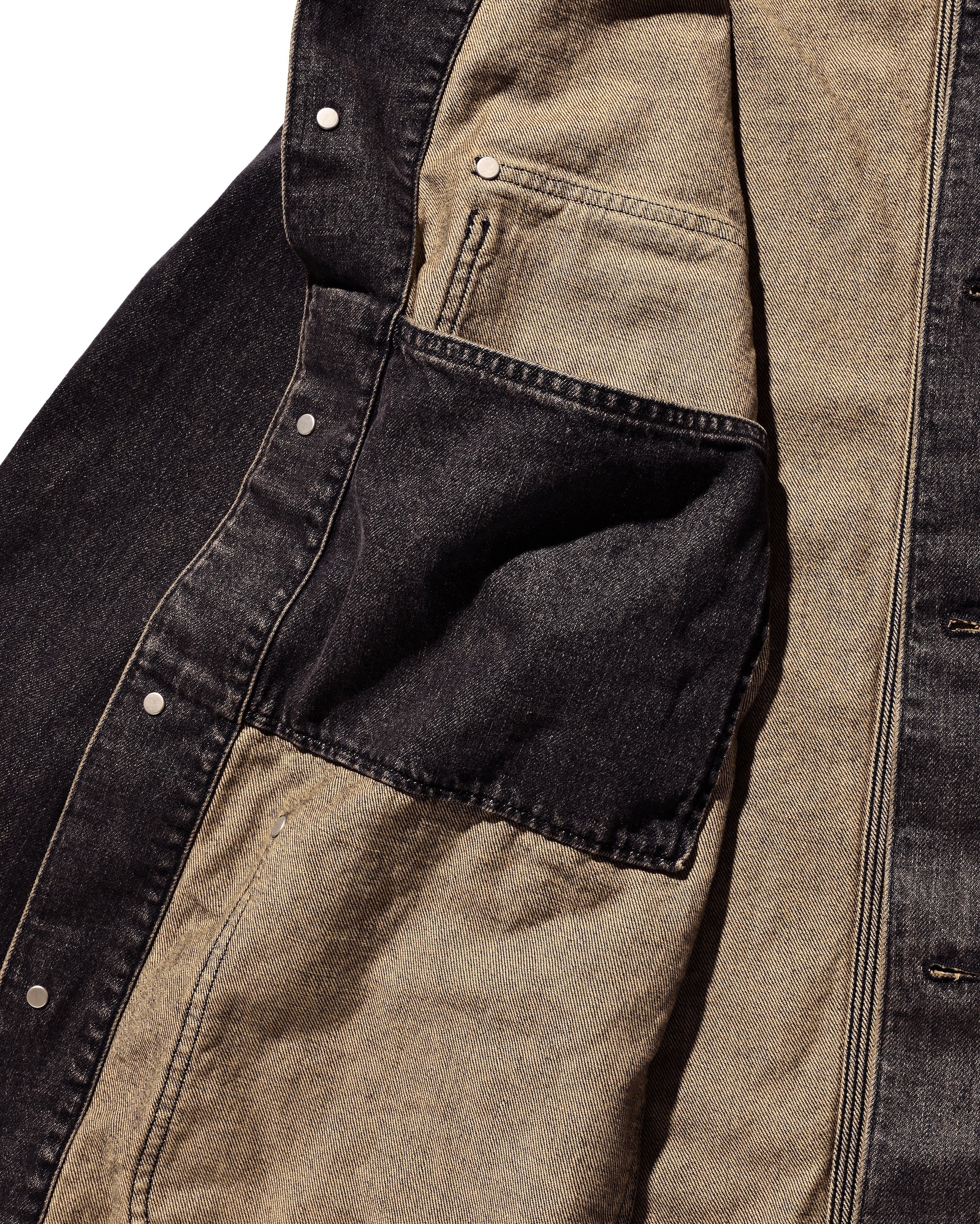 VINTAGE DYED SELVEDGE DENIM CITY UTILITY COAT (VINTAGE BLACK)
