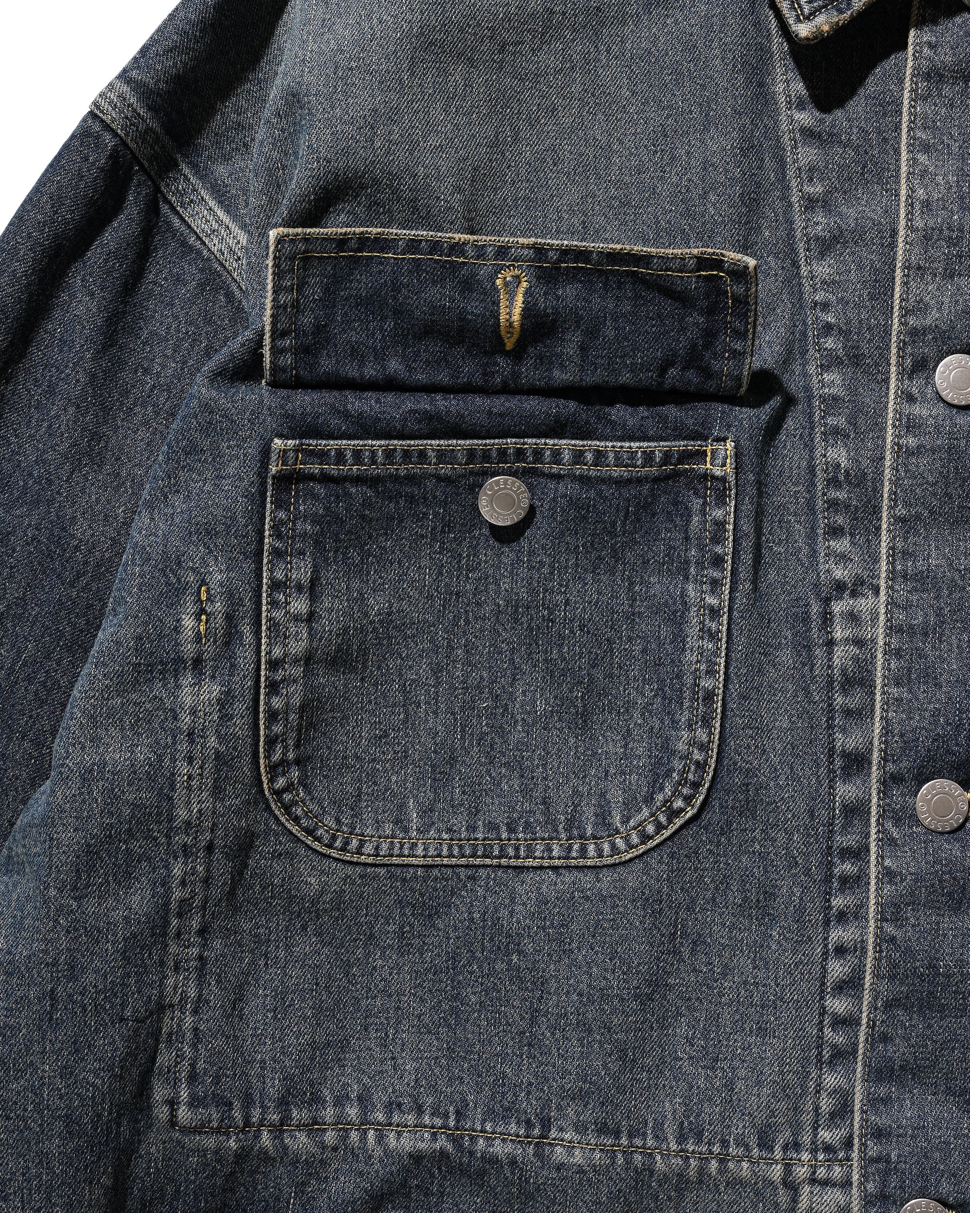 【2.14 SAT 20:00- IN STOCK】VINTAGE DYED SELVEDGE DENIM CITY UTILITY COAT (VINTAGE INDIGO)