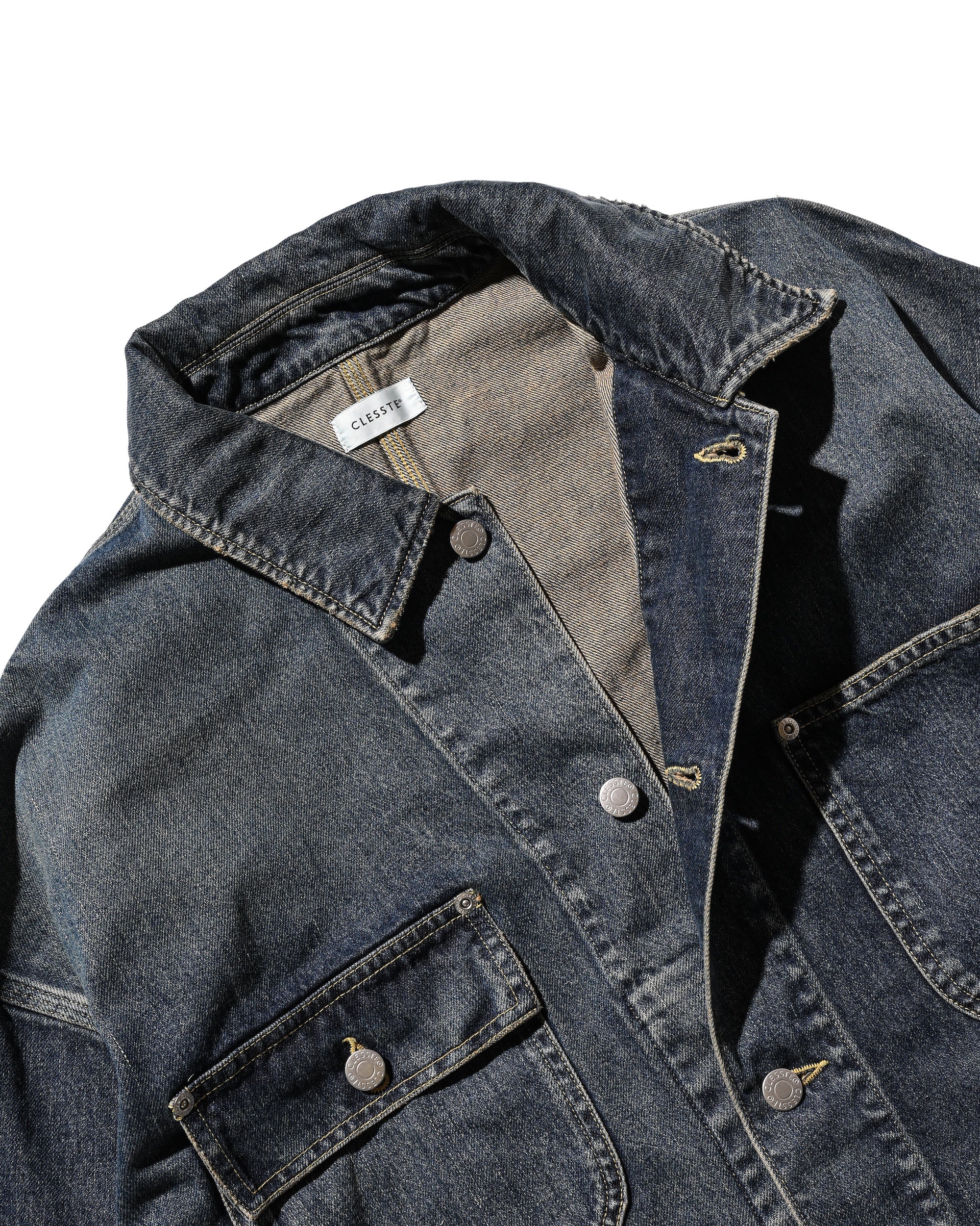 【2.14 SAT 20:00- IN STOCK】VINTAGE DYED SELVEDGE DENIM CITY UTILITY COAT (VINTAGE INDIGO)