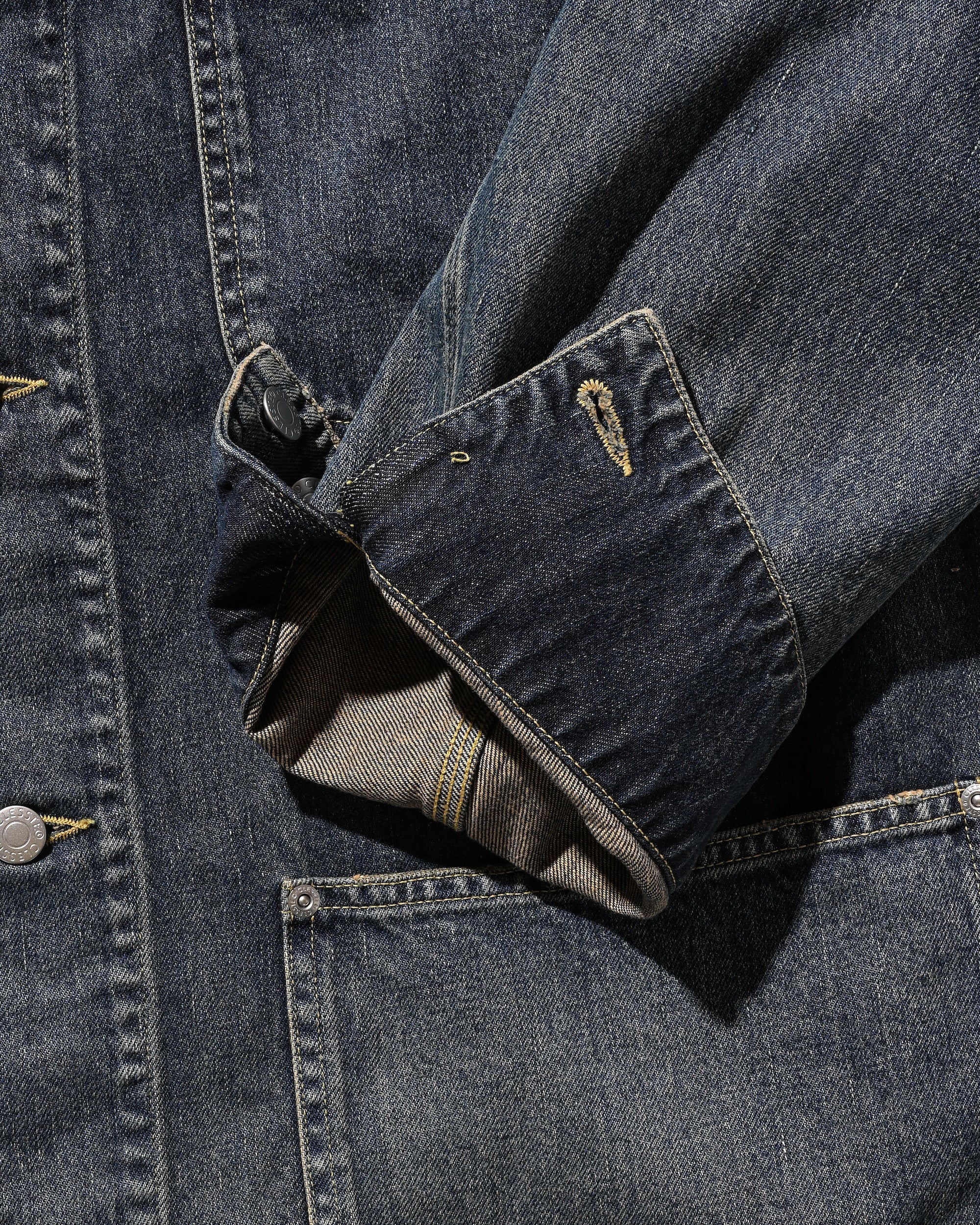 【2.14 SAT 20:00- IN STOCK】VINTAGE DYED SELVEDGE DENIM CITY UTILITY COAT (VINTAGE INDIGO)