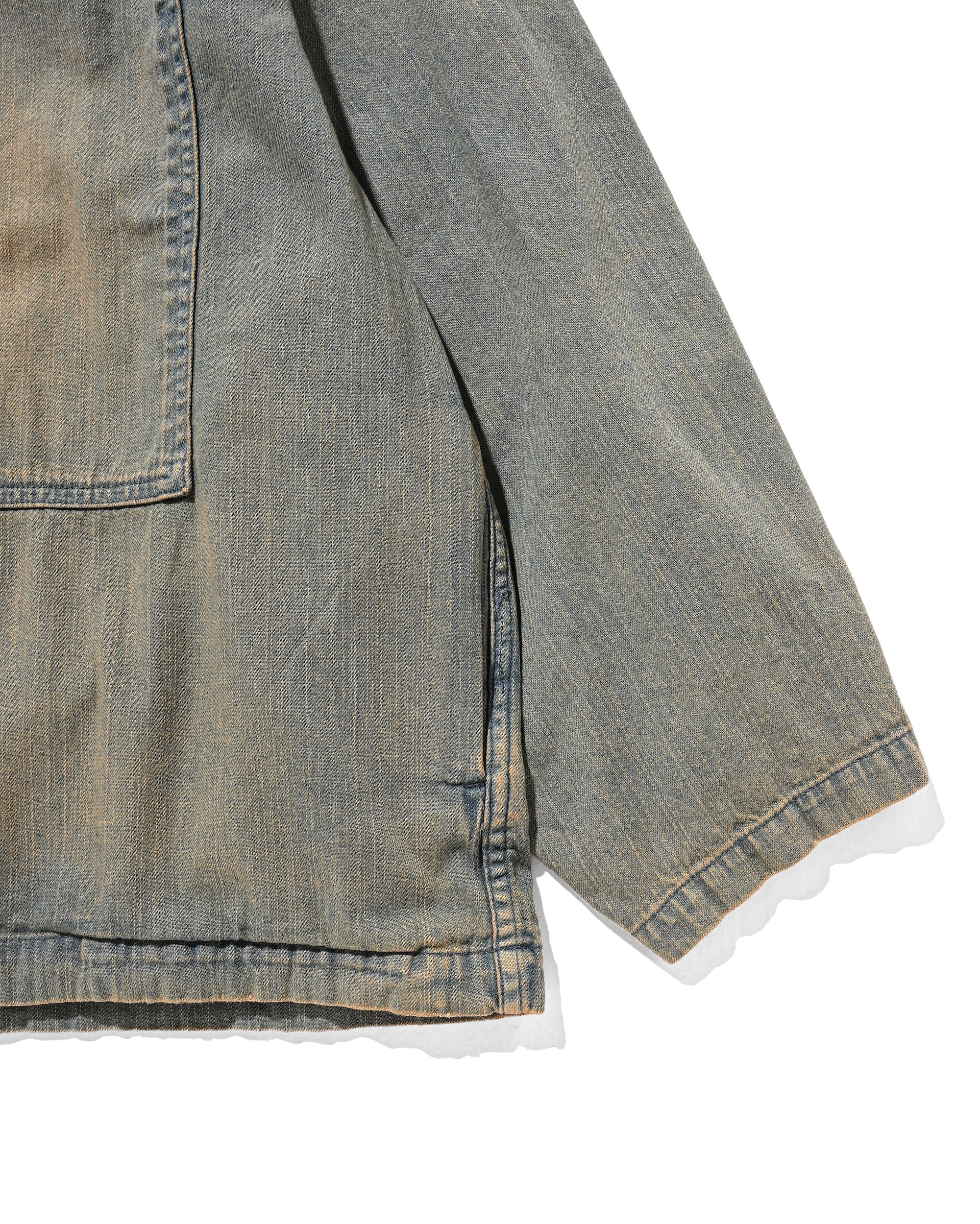 VINTAGE DYED SELVEDGE DENIM US ARMY M-35 PULLOVER JACKET (VINTAGE BEIG