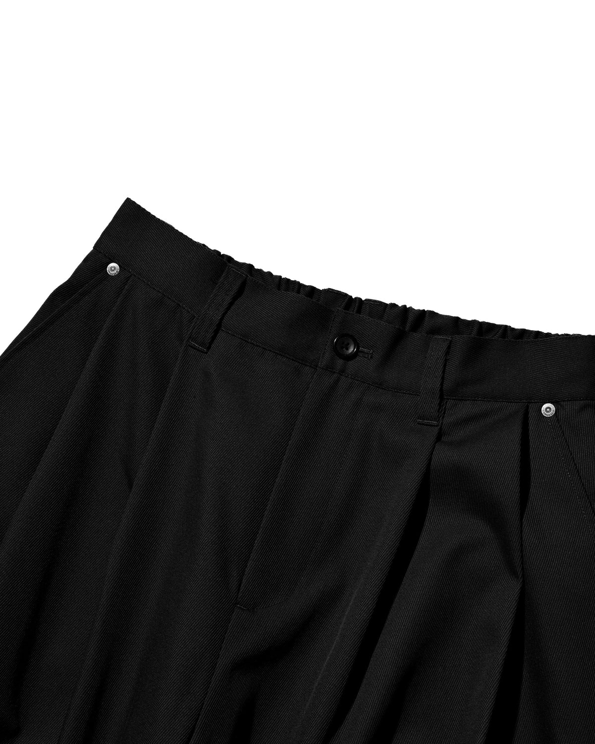 【10.7 WED 20:00- IN STOCK】 WOOL KERSEY CITY WIDE TAPERED BALLOON PANTS (BLACK)