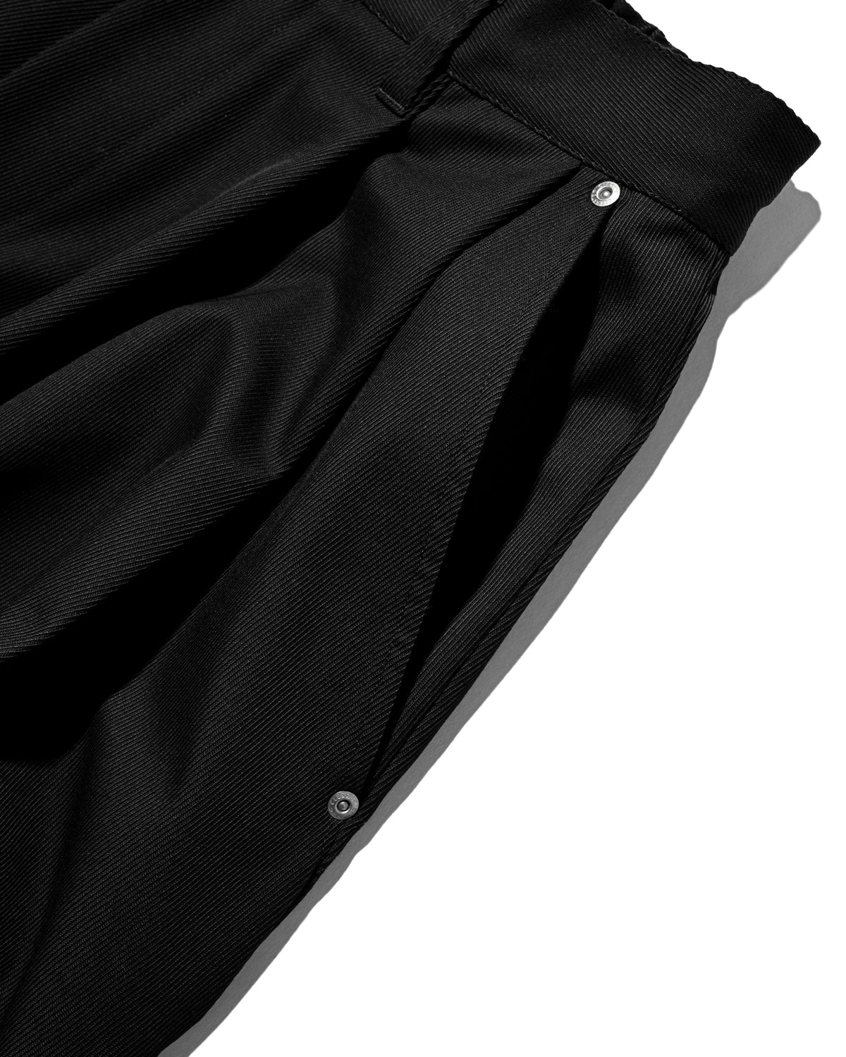 【10.7 WED 20:00- IN STOCK】 WOOL KERSEY CITY WIDE TAPERED BALLOON PANTS (BLACK)