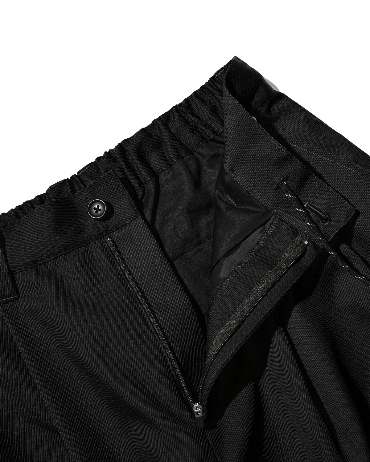 【10.7 WED 20:00- IN STOCK】 WOOL KERSEY CITY WIDE TAPERED BALLOON PANTS (BLACK)
