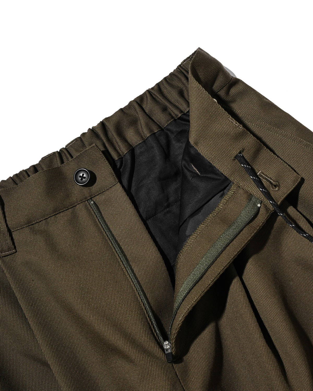 【10.7 WED 20:00- IN STOCK】 WOOL KERSEY CITY WIDE TAPERED BALLOON PANTS (OLIVE)