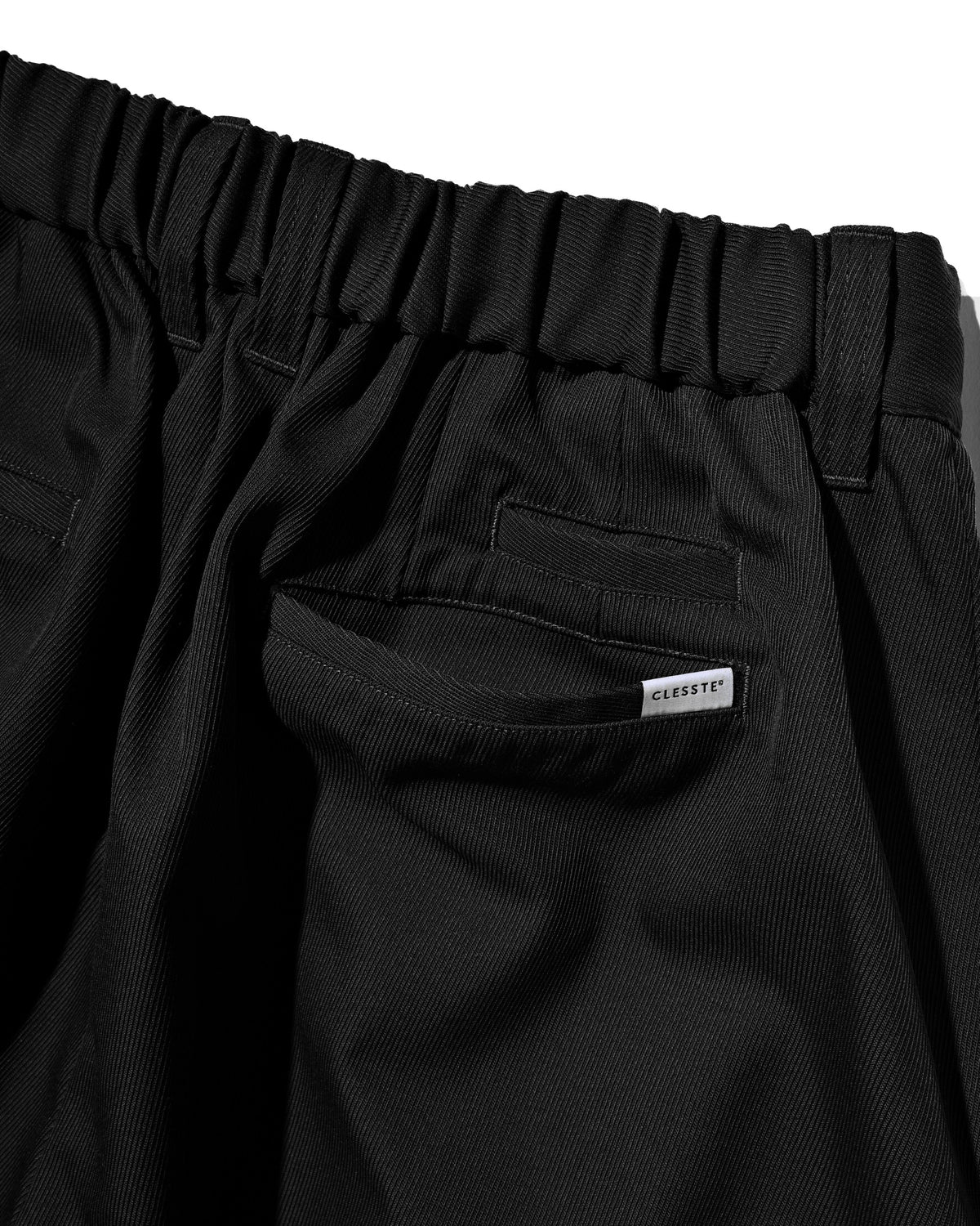 【10.7 WED 20:00- IN STOCK】 WOOL KERSEY CITY WIDE TAPERED BALLOON PANTS (BLACK)