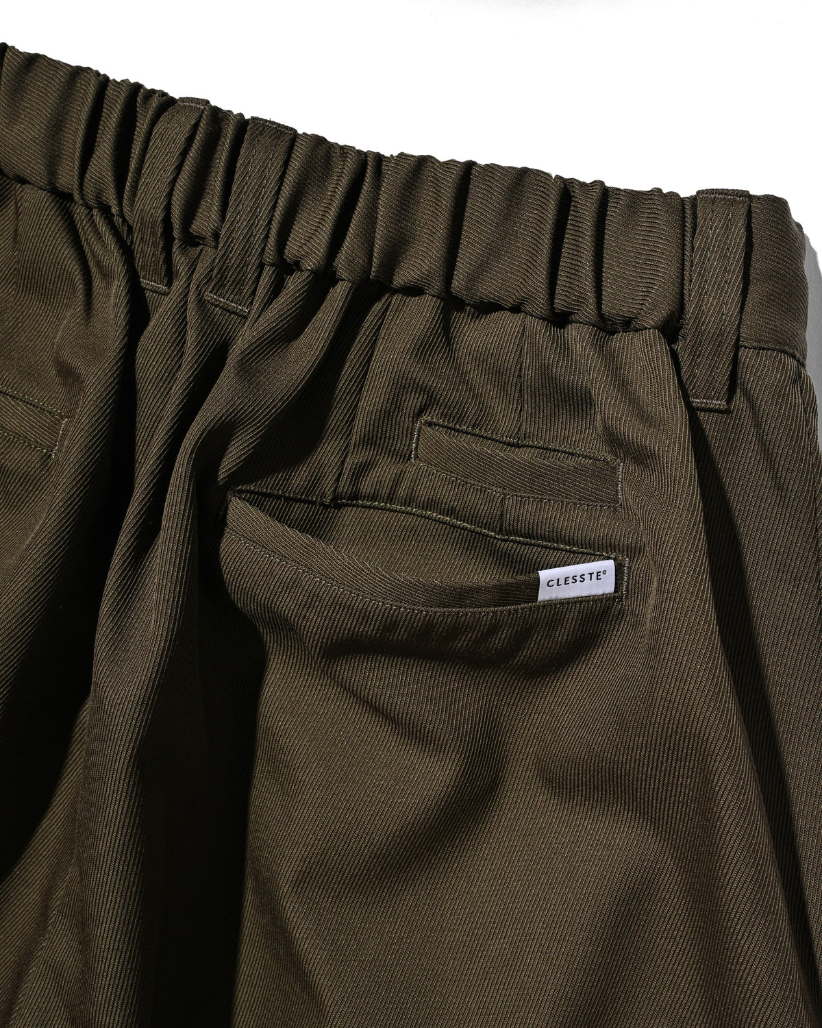 【10.7 WED 20:00- IN STOCK】 WOOL KERSEY CITY WIDE TAPERED BALLOON PANTS (OLIVE)