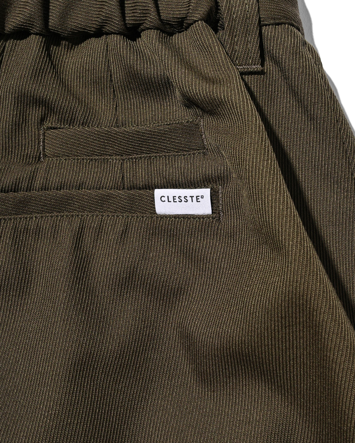 【10.7 WED 20:00- IN STOCK】 WOOL KERSEY CITY WIDE TAPERED BALLOON PANTS (OLIVE)