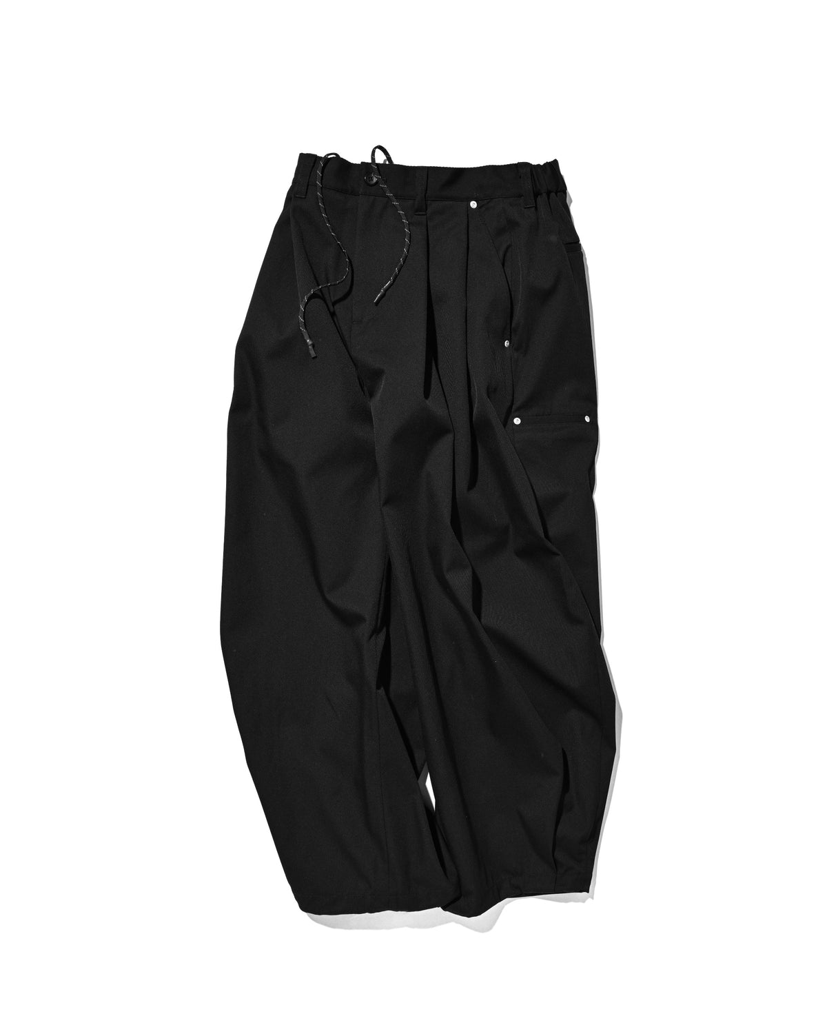 【10.7 WED 20:00- IN STOCK】 WOOL KERSEY CITY WIDE TAPERED BALLOON PANTS (BLACK)
