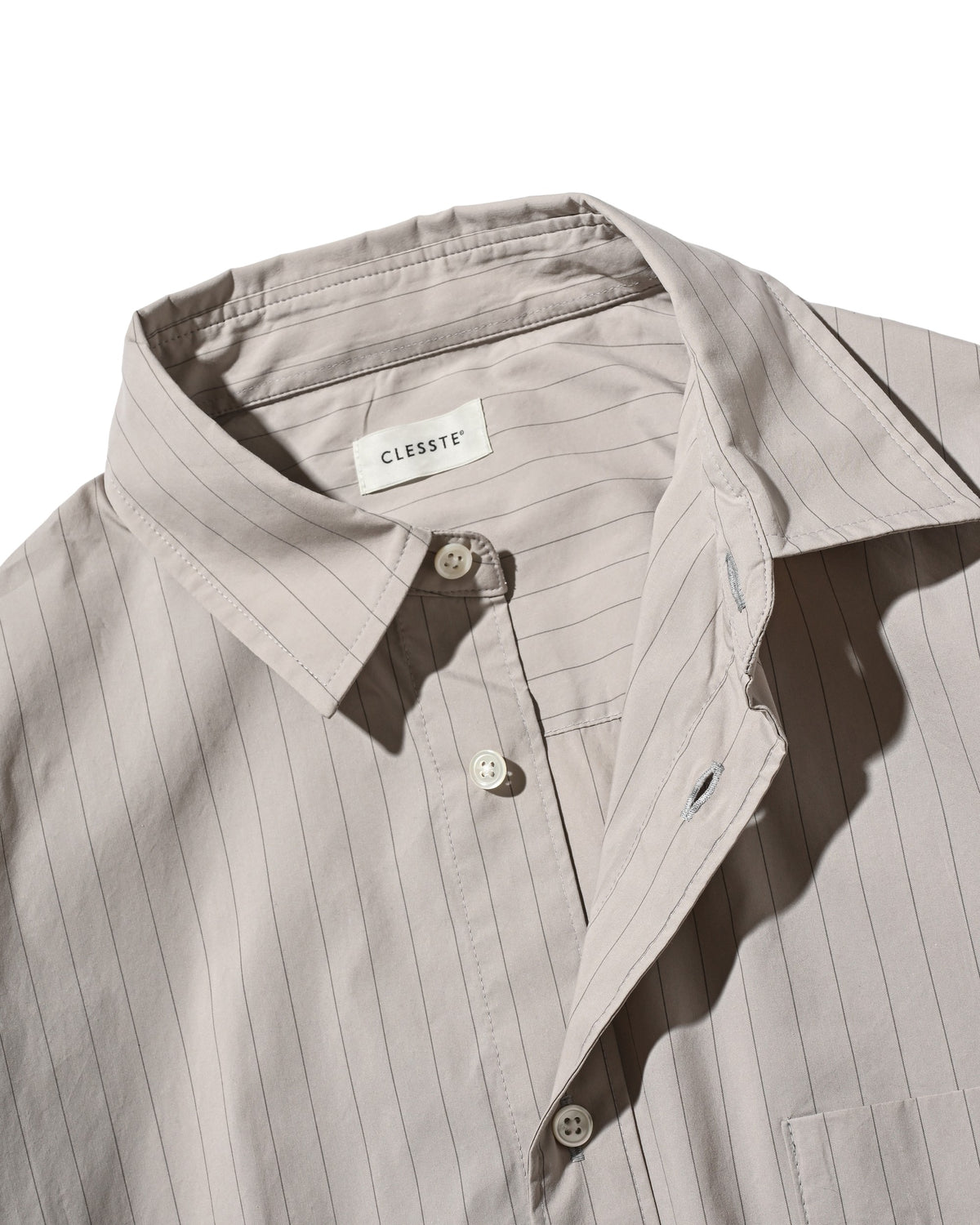 【10.14 WED 20:00- IN STOCK】 STRIPED EVERYDAY BOX FIT L/S SHIRT (GRAY STRIPE)