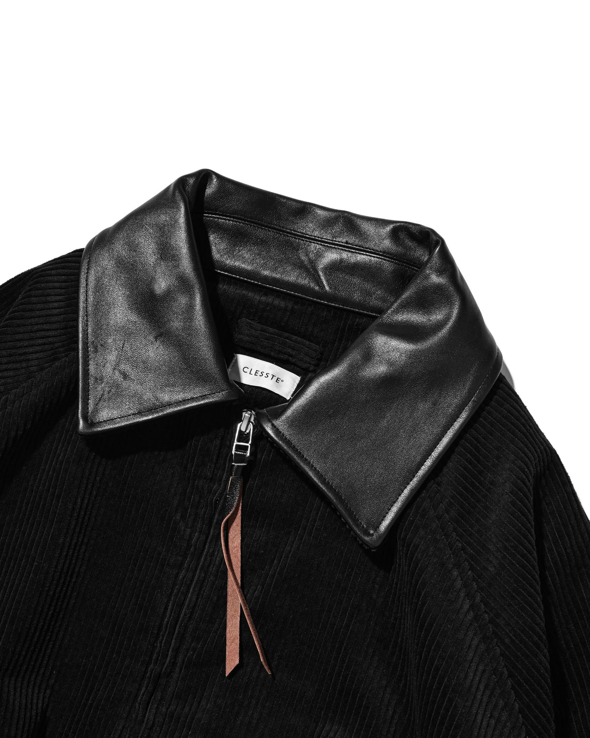 【10.21 WED 20:00- IN STOCK】 LEATHER COLLAR CORDUROY CITY UTILITY BALLOON JACKET (BLACK)