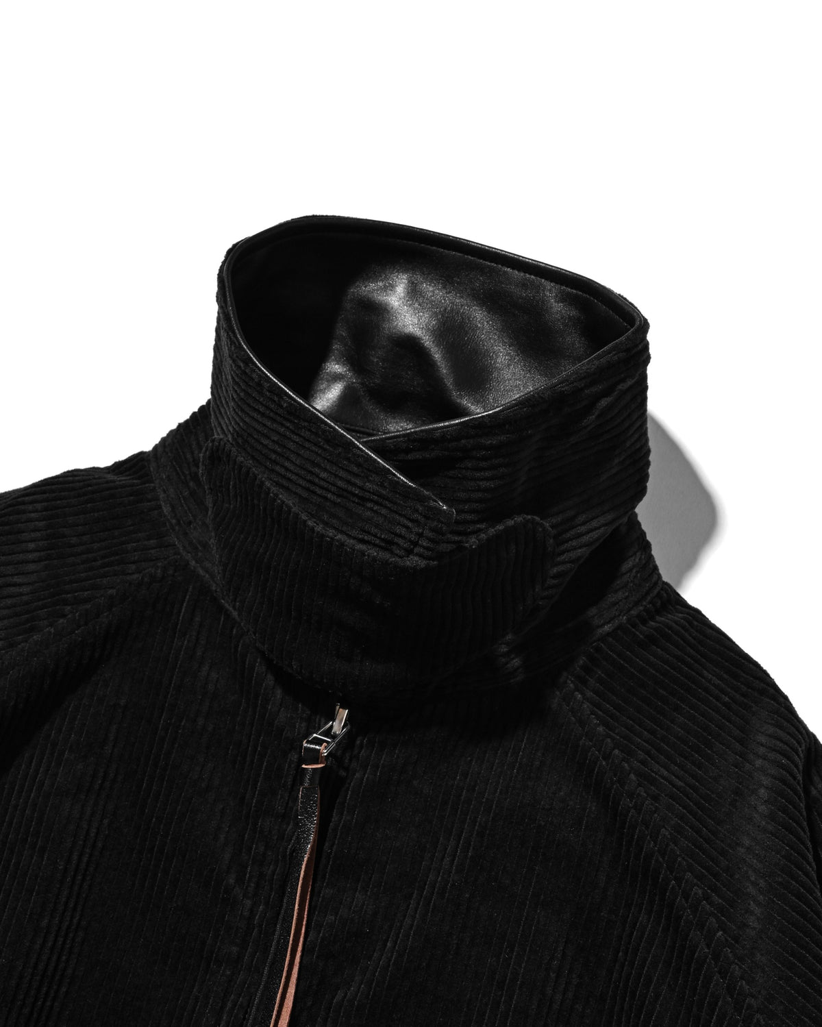 【10.21 WED 20:00- IN STOCK】 LEATHER COLLAR CORDUROY CITY UTILITY BALLOON JACKET (BLACK)