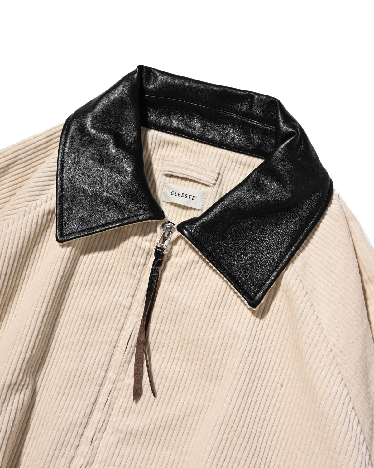 【10.21 WED 20:00- IN STOCK】 LEATHER COLLAR CORDUROY CITY UTILITY BALLOON JACKET (OFF WHITE)