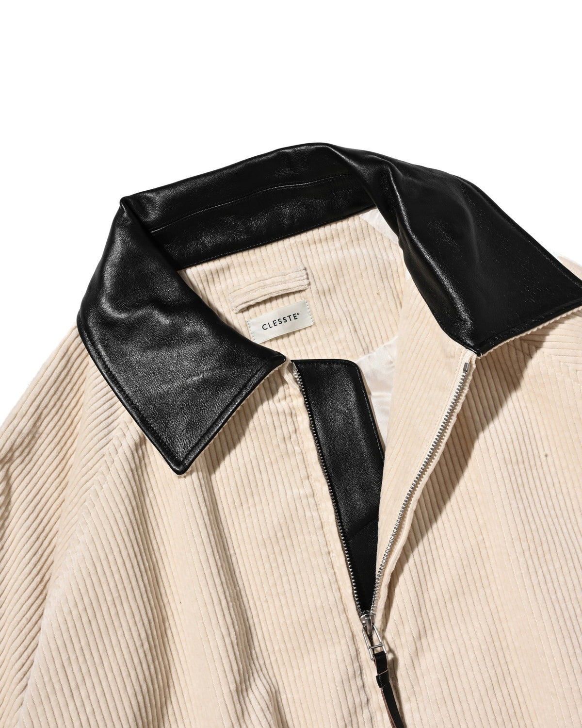 【10.21 WED 20:00- IN STOCK】 LEATHER COLLAR CORDUROY CITY UTILITY BALLOON JACKET (OFF WHITE)