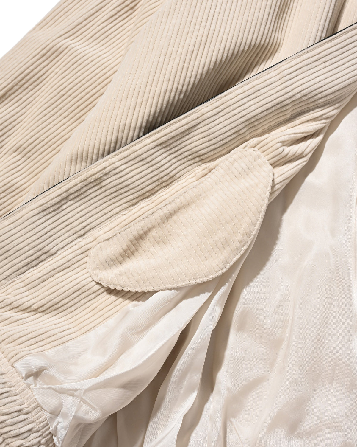 【10.21 WED 20:00- IN STOCK】 LEATHER COLLAR CORDUROY CITY UTILITY BALLOON JACKET (OFF WHITE)