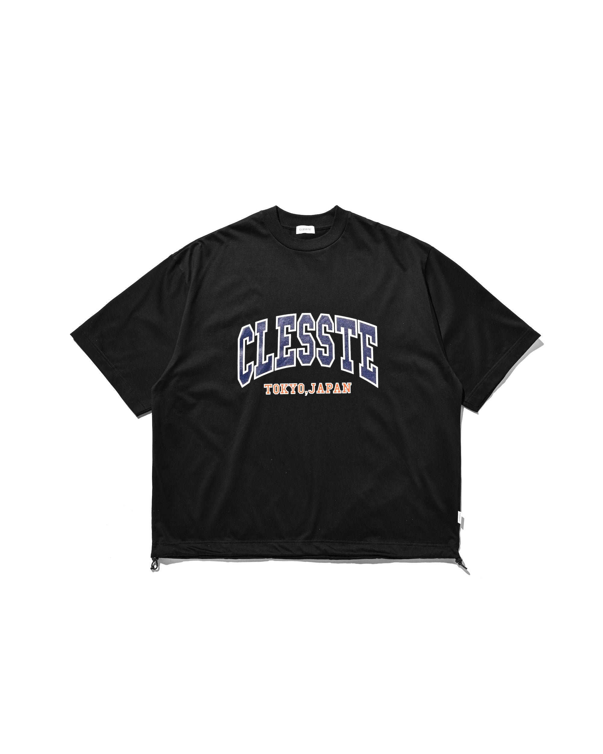 COLLEGE LOGO PRINT MASSIVE T-SHIRT WITH DRAWSTRINGS (BLACK)