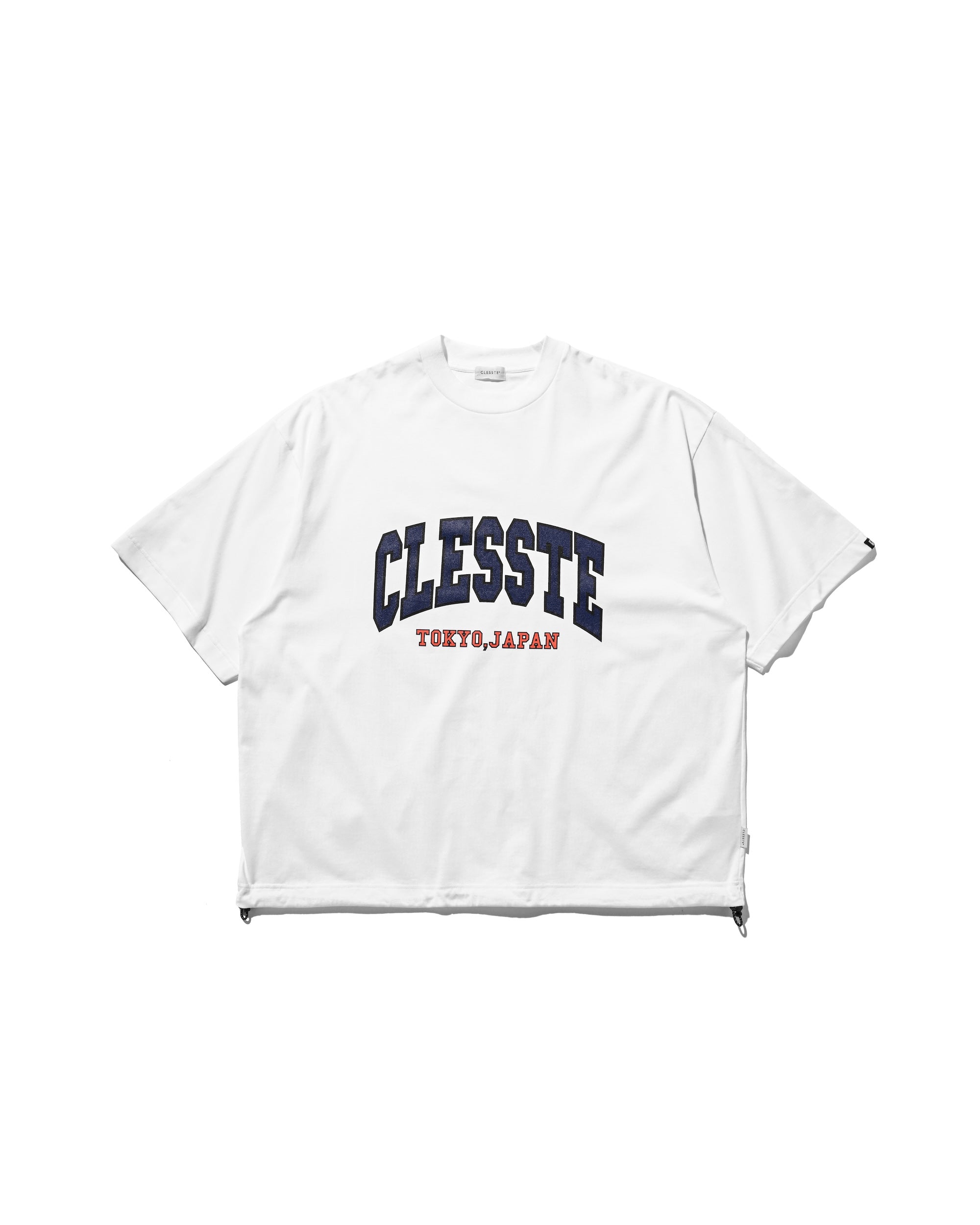 COLLEGE LOGO PRINT MASSIVE T-SHIRT WITH DRAWSTRINGS (WHITE)