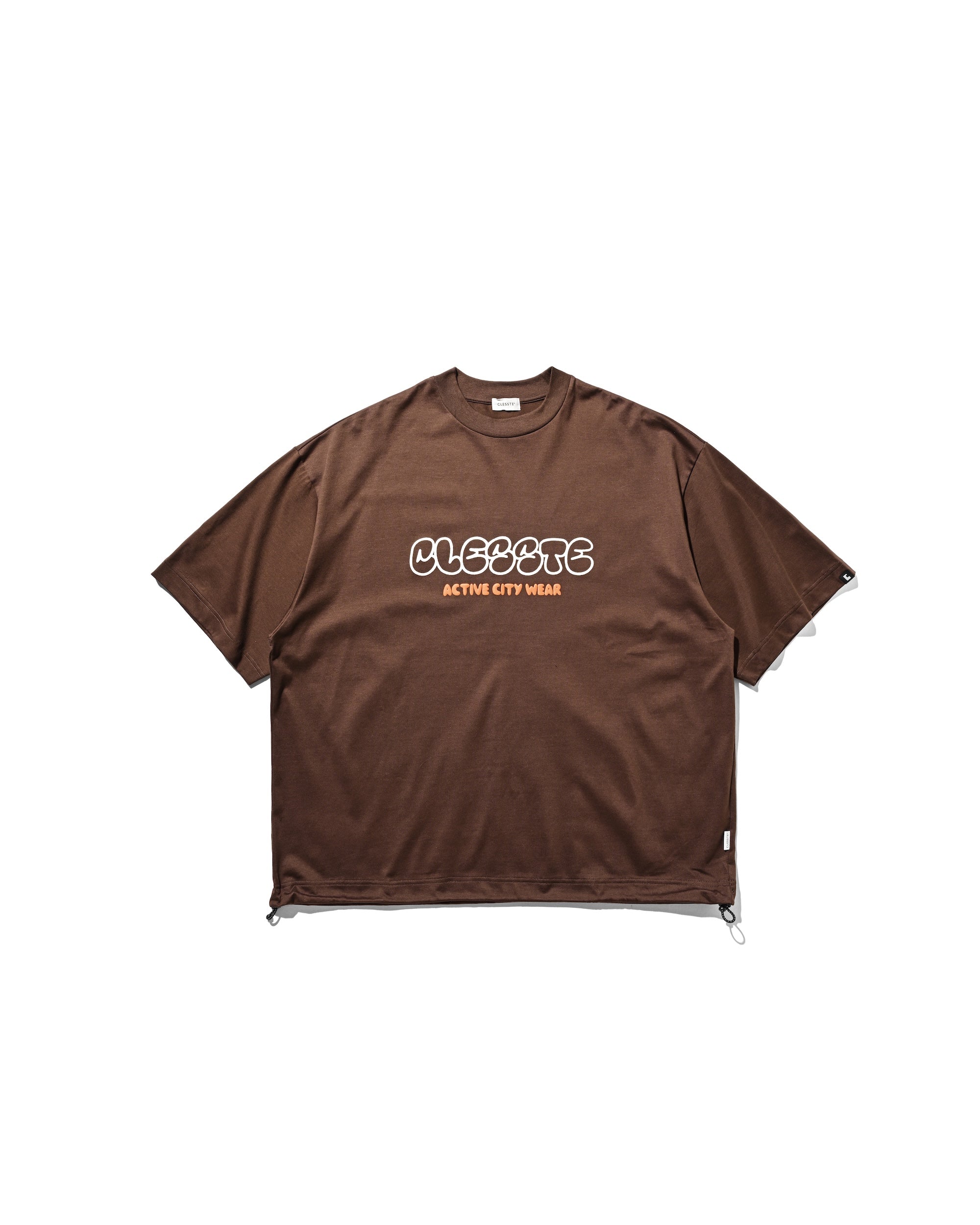 【8.23 SAT 20:00- IN STOCK】BUBBLE LOGO PRINT MASSIVE T-SHIRT WITH DRAWSTRINGS (BROWN)