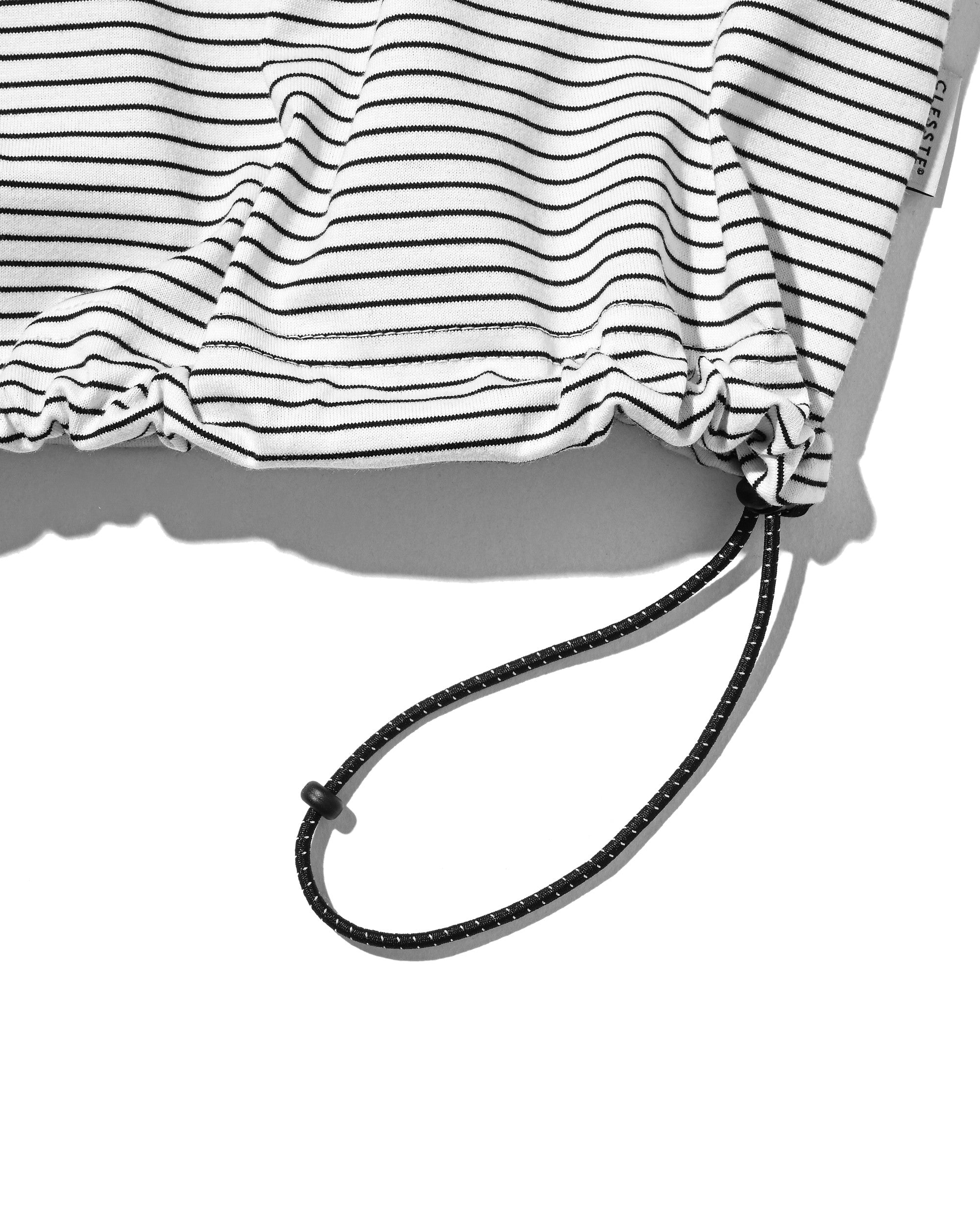 【6.13 SAT 20:00- IN STOCK】"C×CONCEPT" STRIPED S/S T-SHIRT WITH DRAWSTRINGS (WHITE×BLACK)