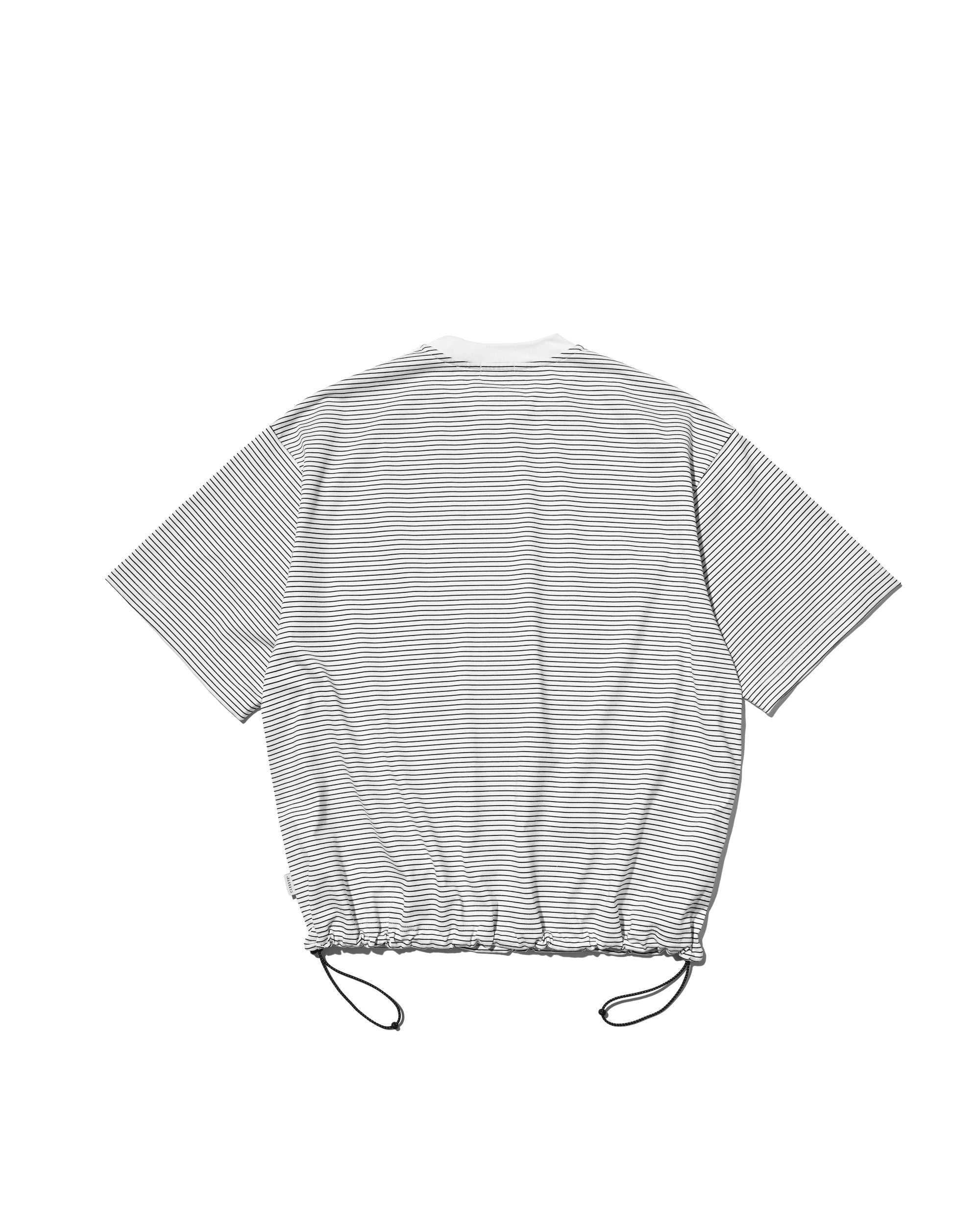 【6.13 SAT 20:00- IN STOCK】"C×CONCEPT" STRIPED S/S T-SHIRT WITH DRAWSTRINGS (WHITE×BLACK)
