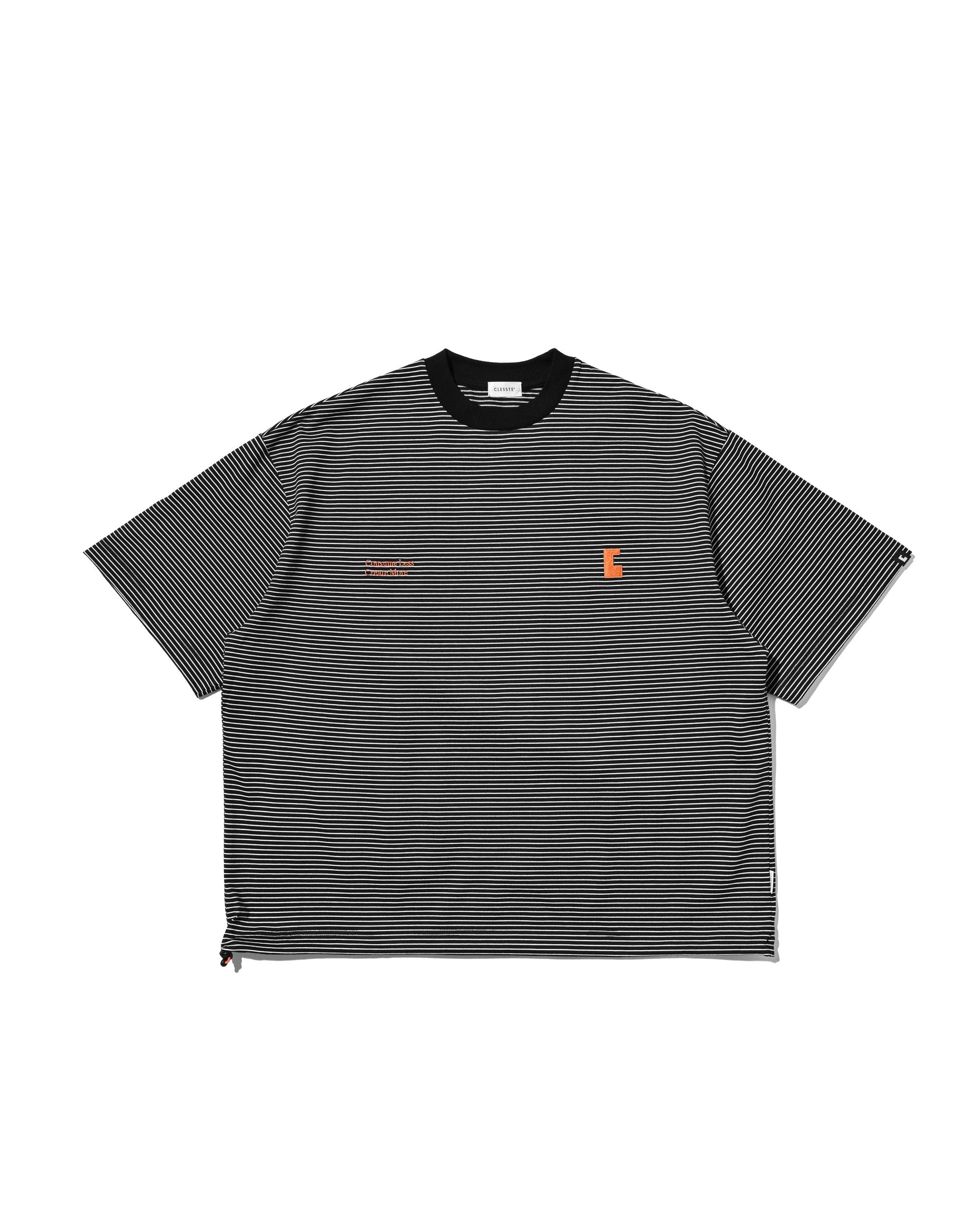 【6.13 SAT 20:00- IN STOCK】"C×CONCEPT" STRIPED S/S T-SHIRT WITH DRAWSTRINGS (BLACK×WHITE)