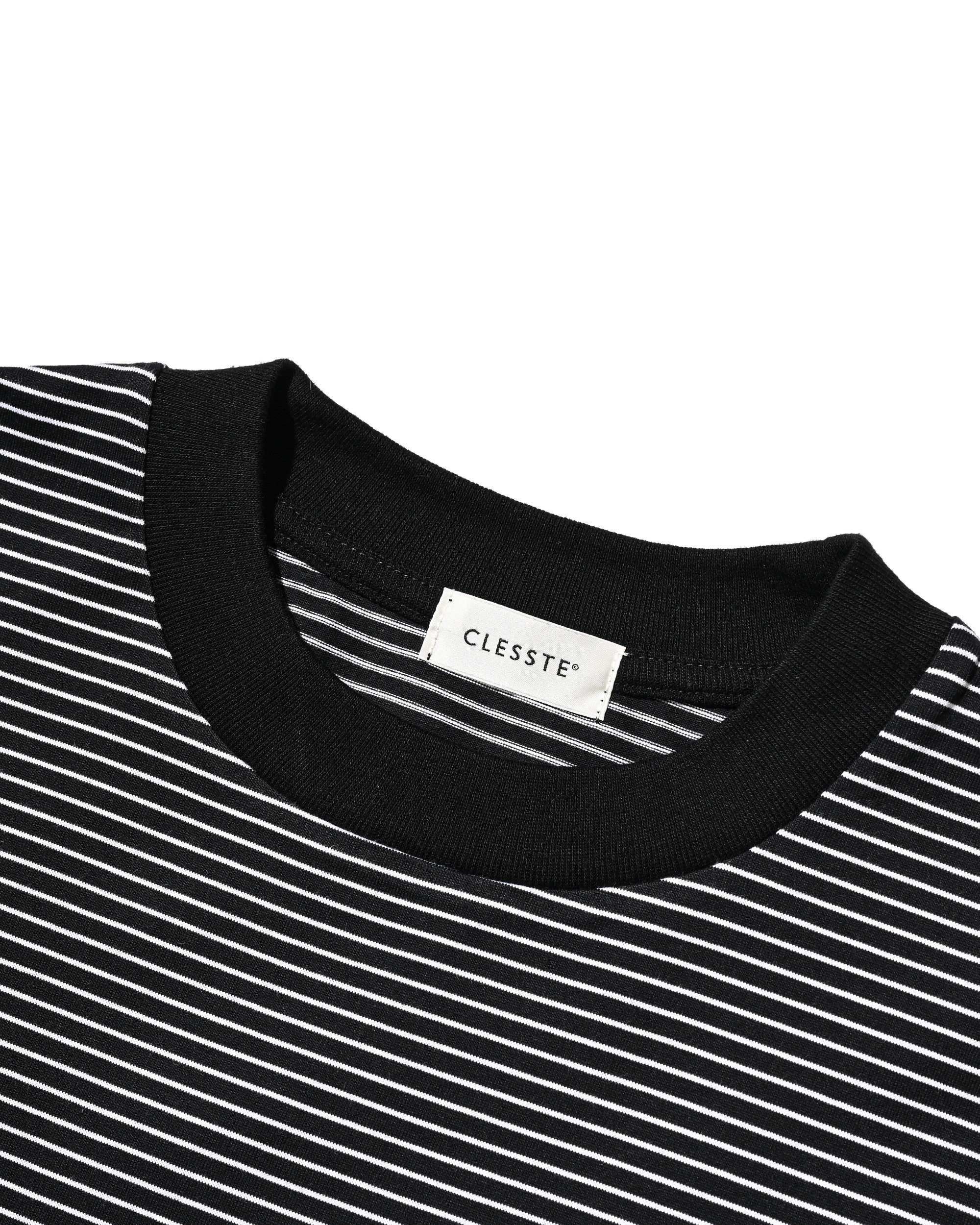 【6.13 SAT 20:00- IN STOCK】"C×CONCEPT" STRIPED S/S T-SHIRT WITH DRAWSTRINGS (BLACK×WHITE)