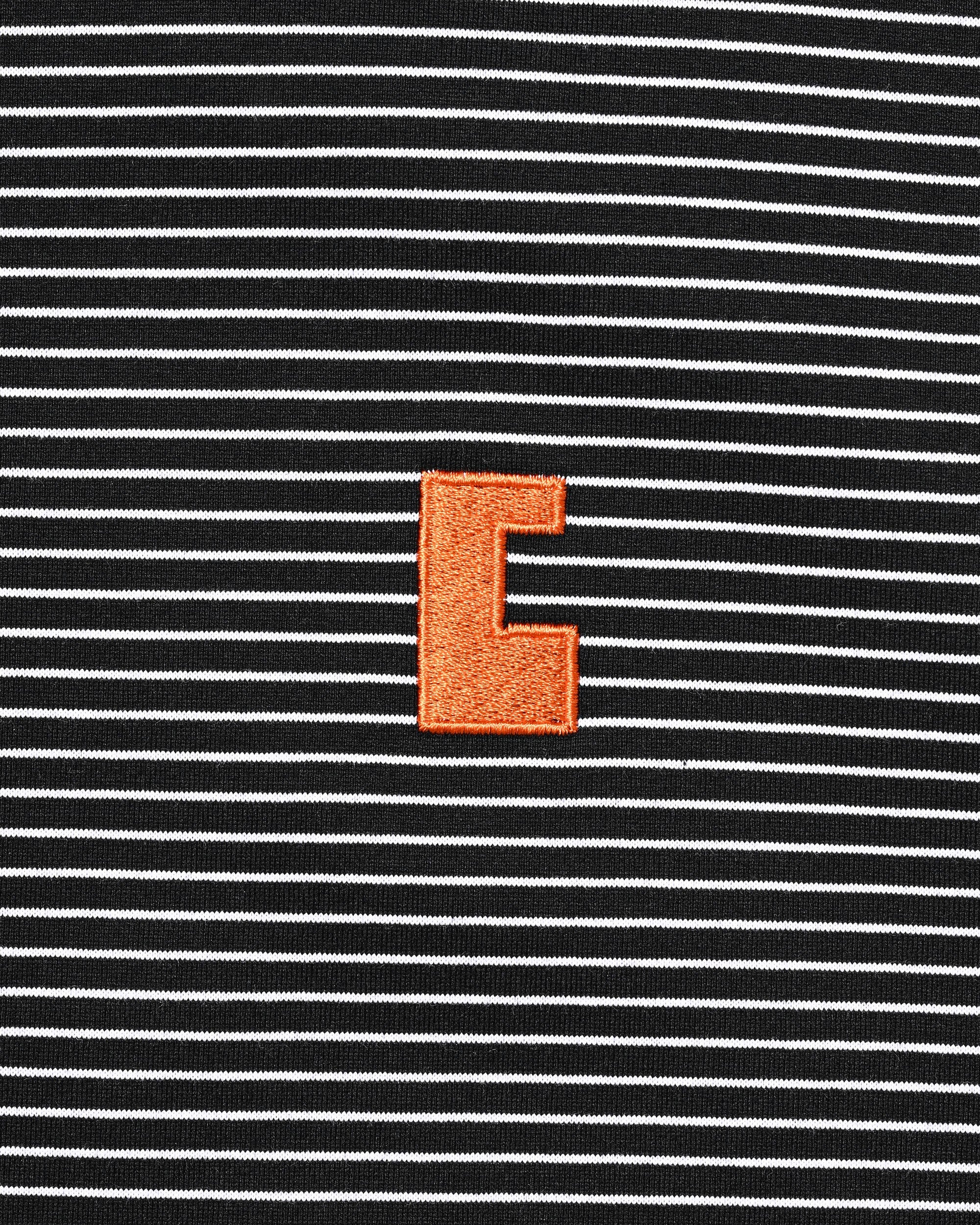 【6.13 SAT 20:00- IN STOCK】"C×CONCEPT" STRIPED S/S T-SHIRT WITH DRAWSTRINGS (BLACK×WHITE)