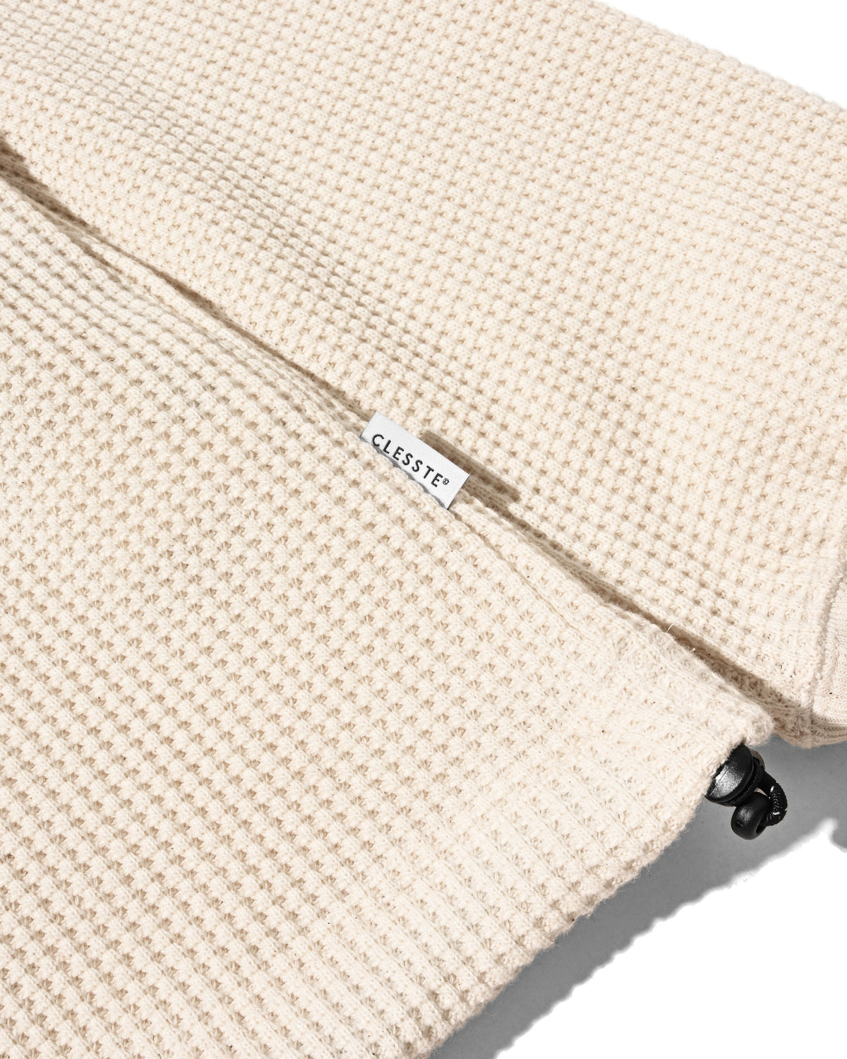 【10.28 WED 20:00- IN STOCK】 THERMAL HENLEY NECK L/S T-SHIRT WITH DRAWSTRINGS (IVORY)