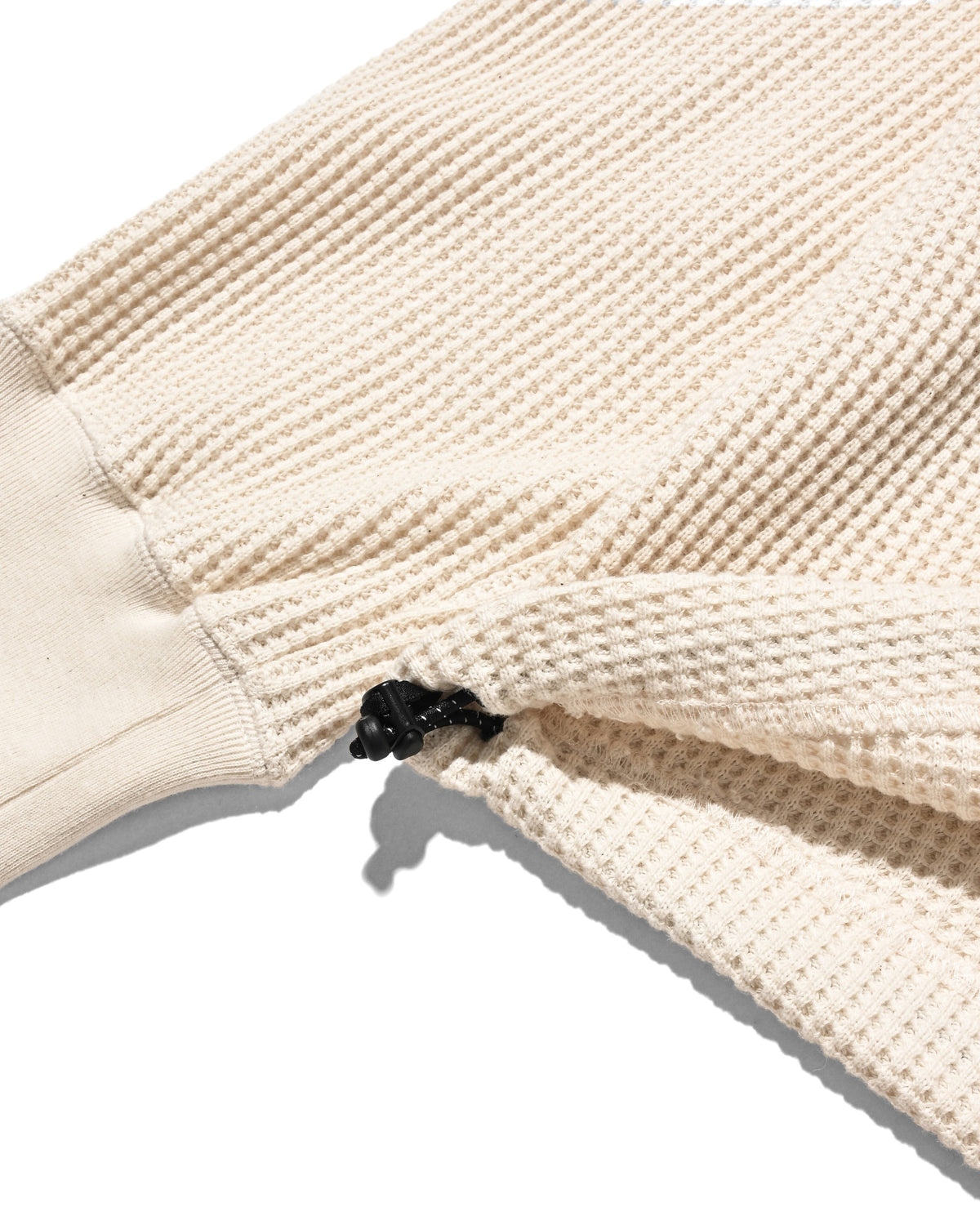 【10.28 WED 20:00- IN STOCK】 THERMAL HENLEY NECK L/S T-SHIRT WITH DRAWSTRINGS (IVORY)